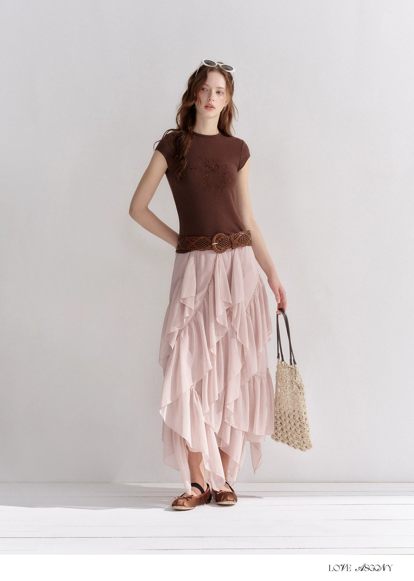 Irregular Ruffle Edge Chiffon Skirt