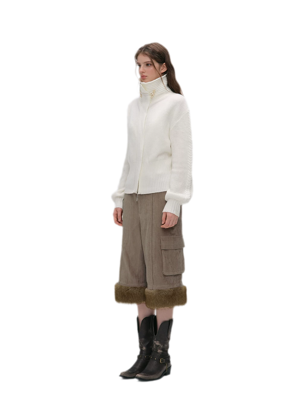 Waffle Knit Toggle Collar Cardigan