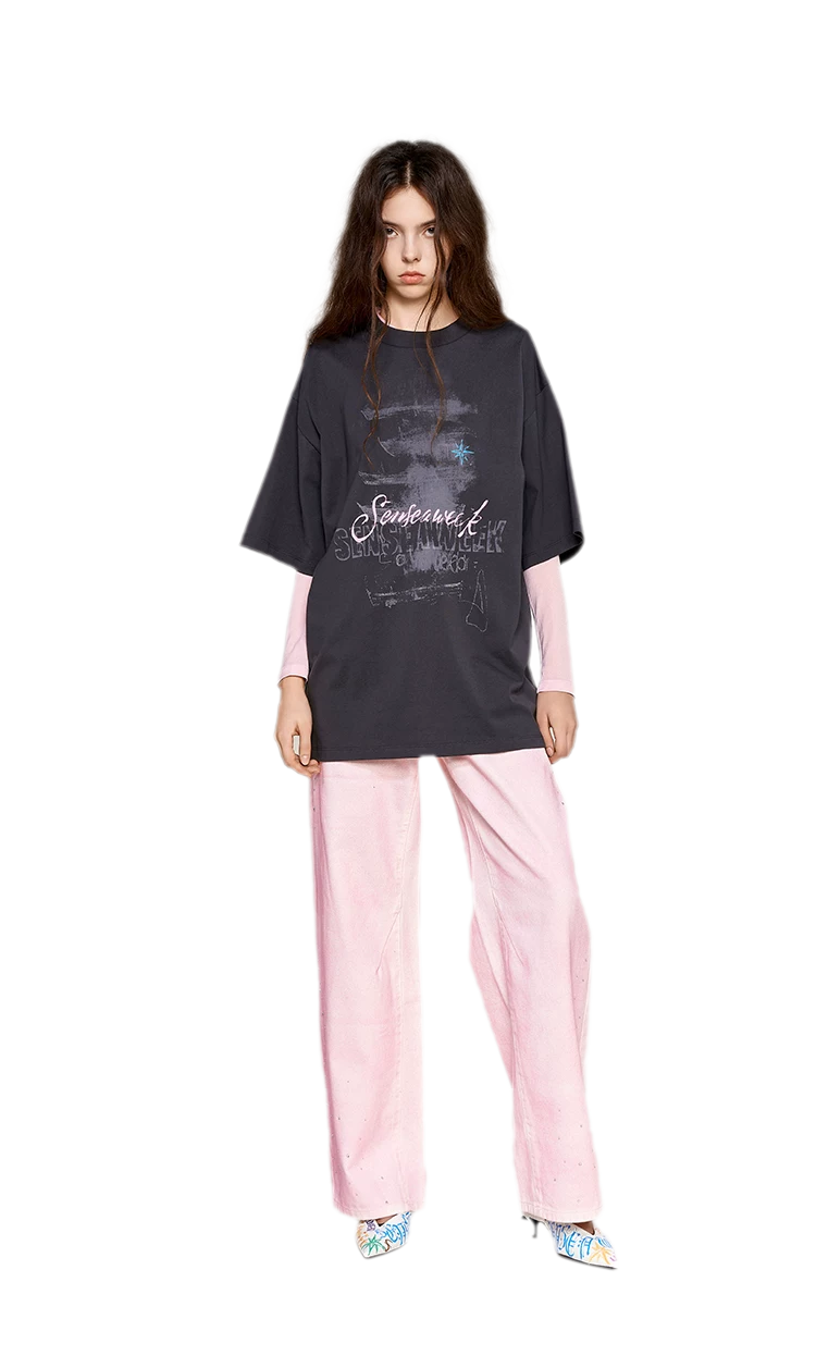 Cotton Rhinestone Graphic T-Shirt