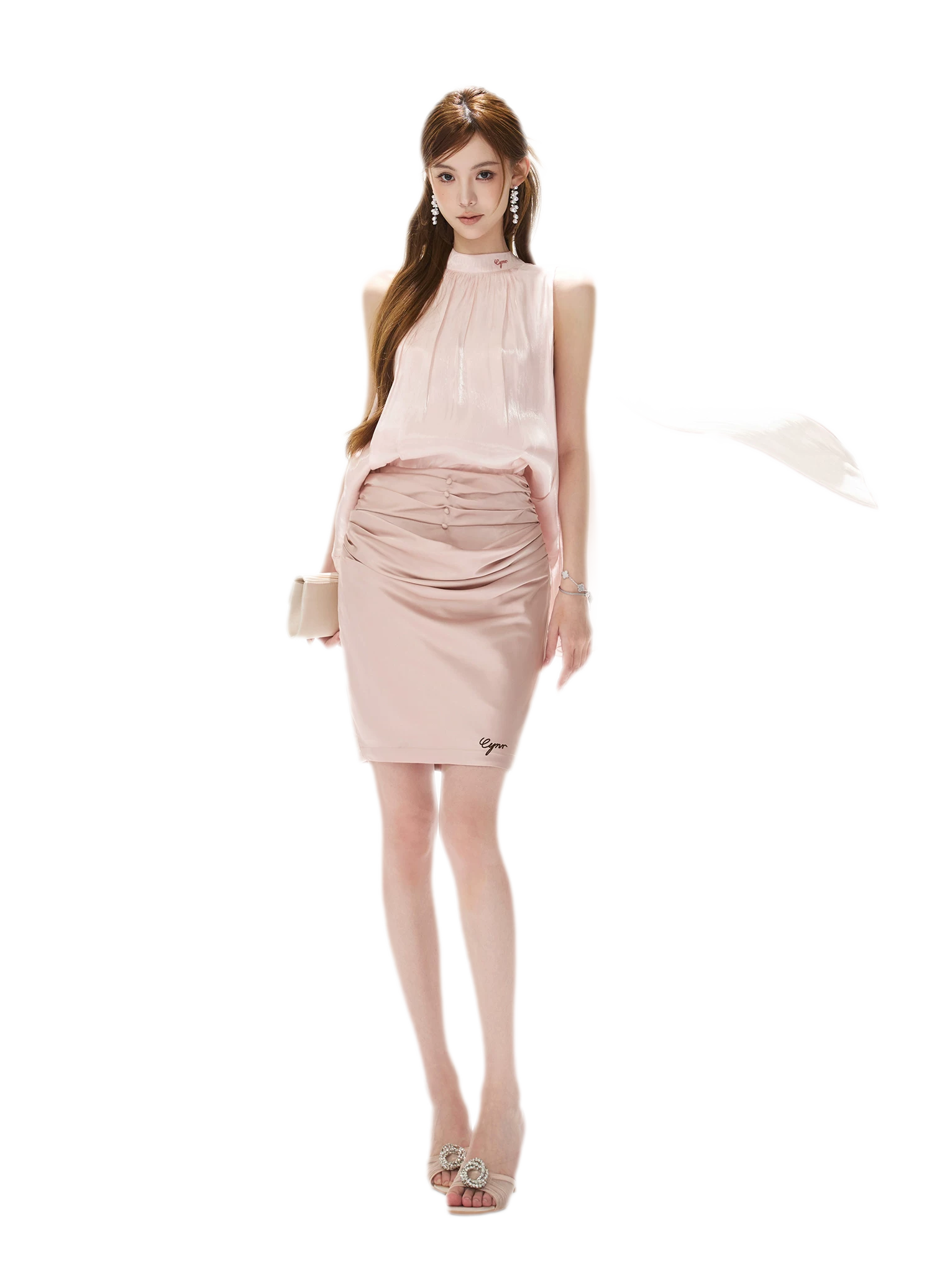 Pearl-Sheen Stand Collar Top