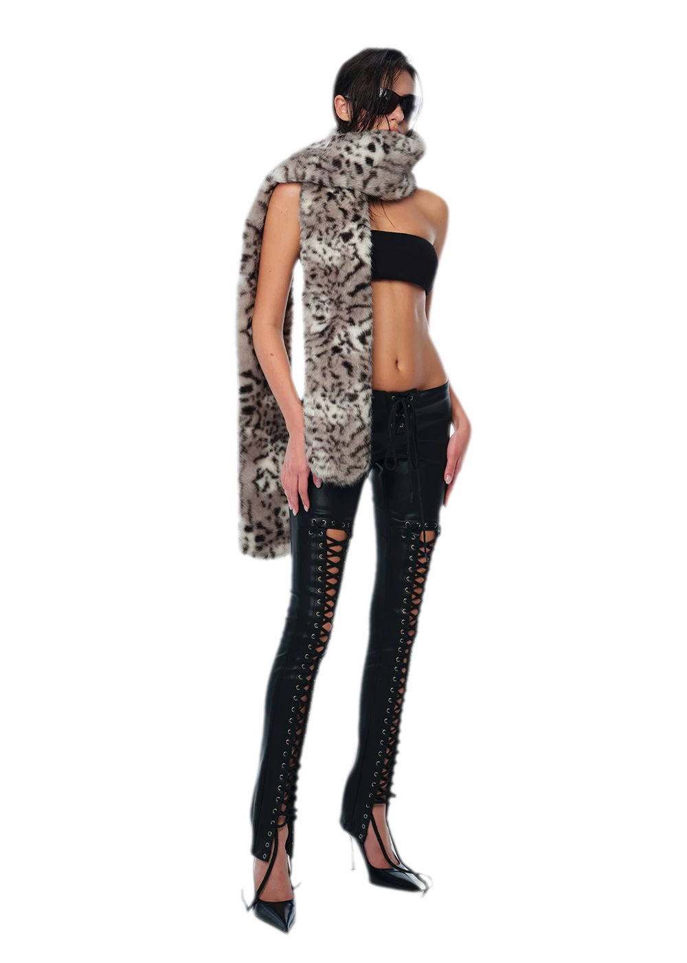 Bufanda de piel sintética con estampado de leopardo