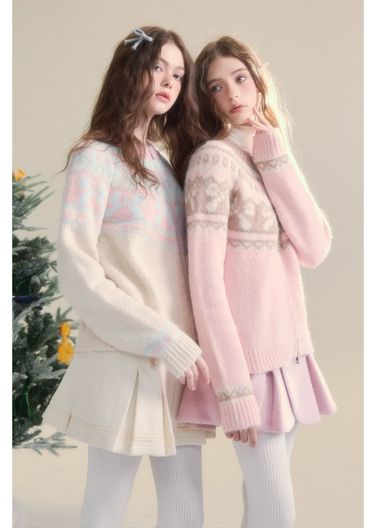 Fair Isle Bow Knit Sweater