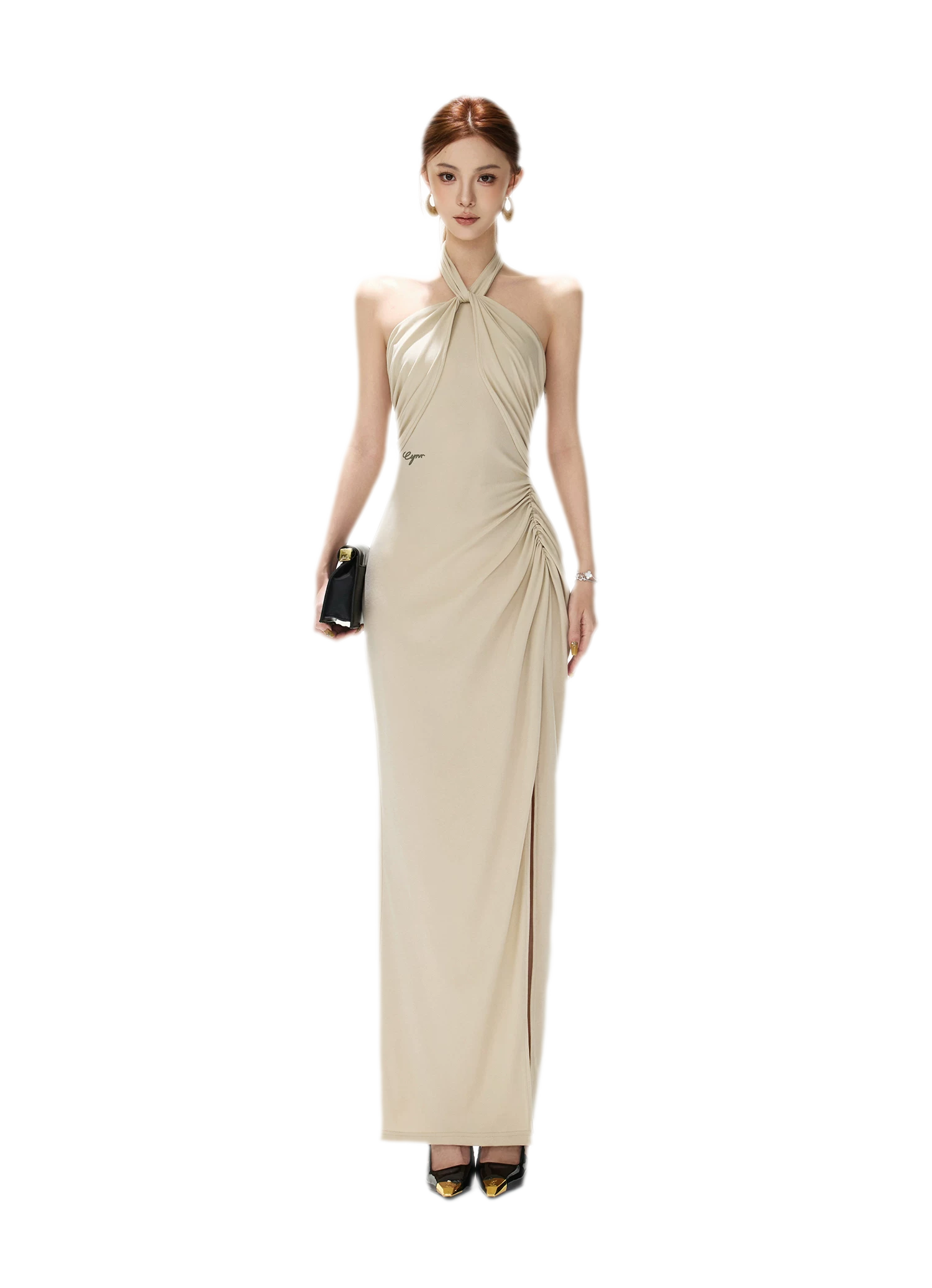 Cross-Twist Halter Dress
