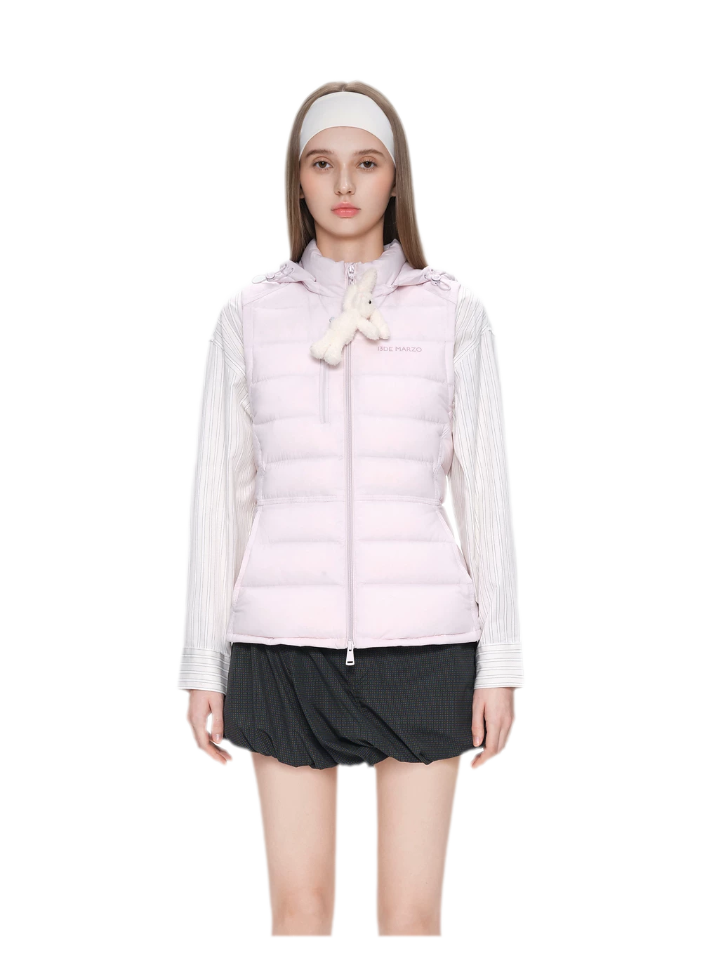 Cinched Hooded Quilted Down Vest