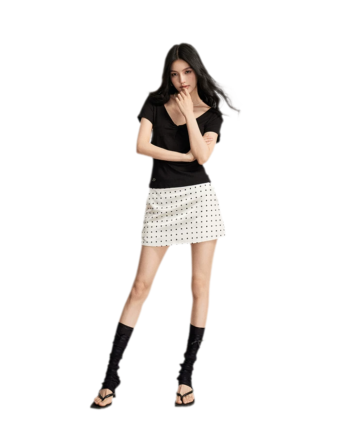 Lace Polka Dot Mini Skirt