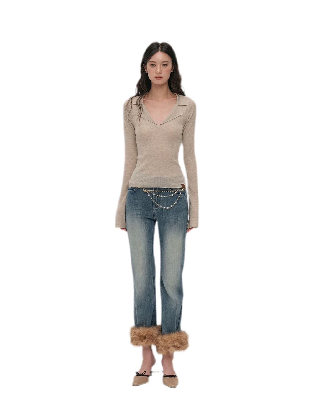 Wool Ribbed Polo Top