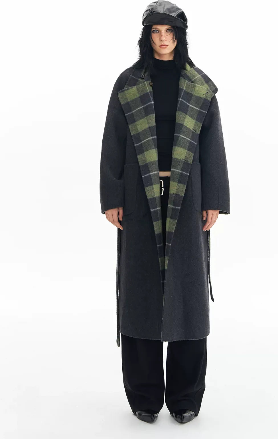 Wool Reversible Wrap Coat