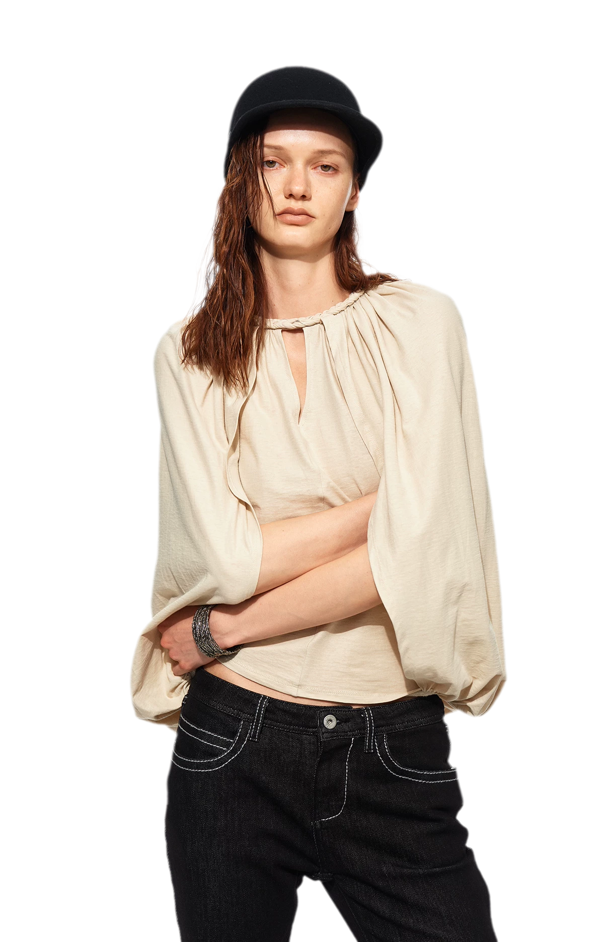 Cotton Cape Sleeve Top