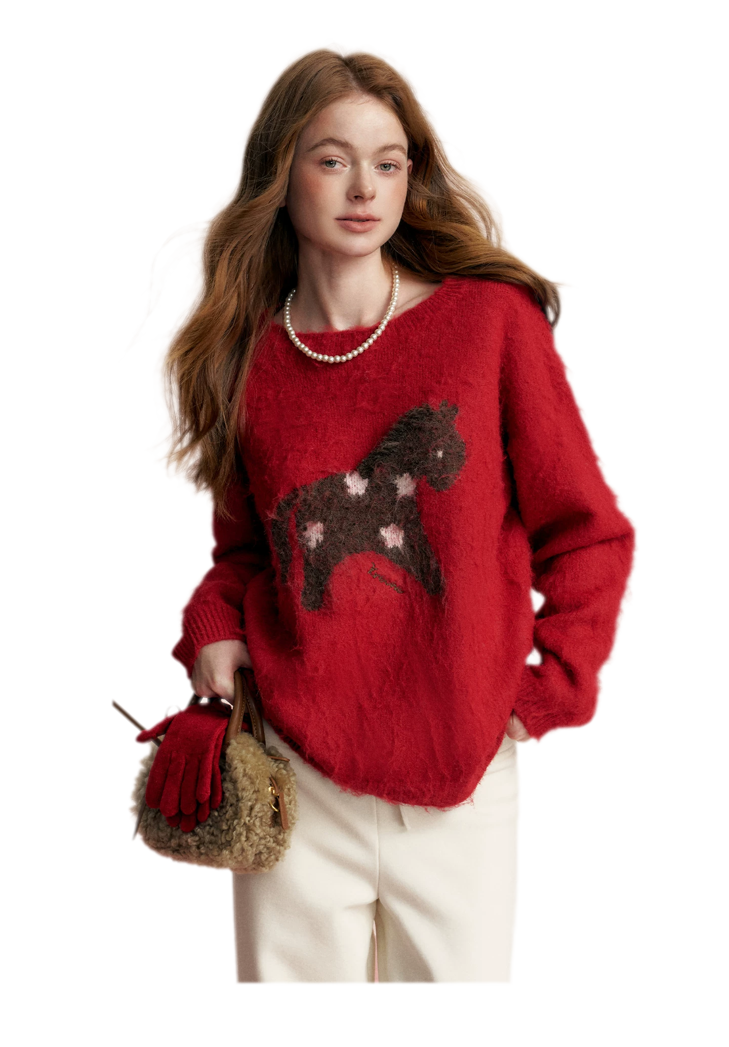Brushed Horse Jacquard Sweater
