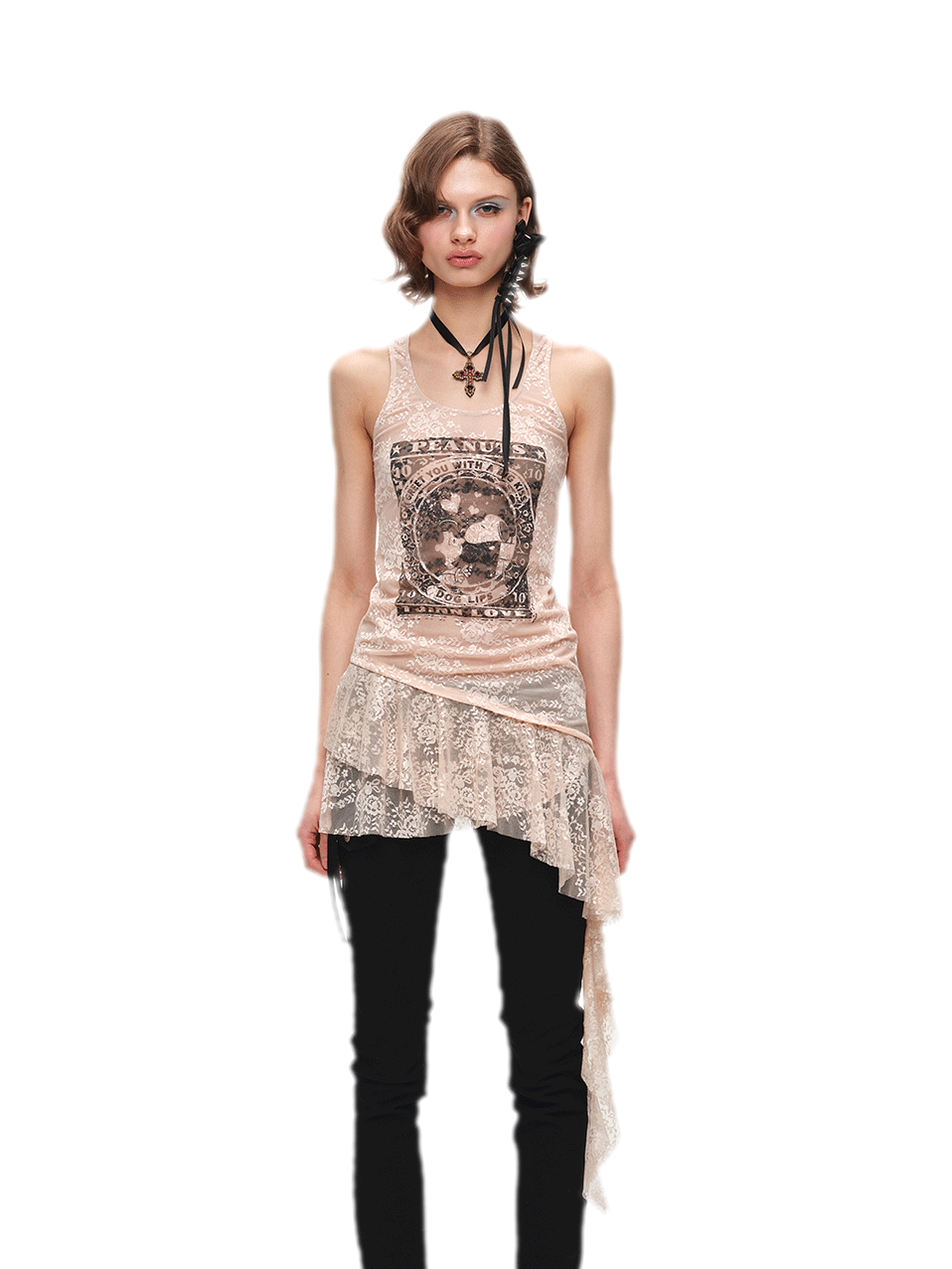 Lace Ruffle Tank Dress