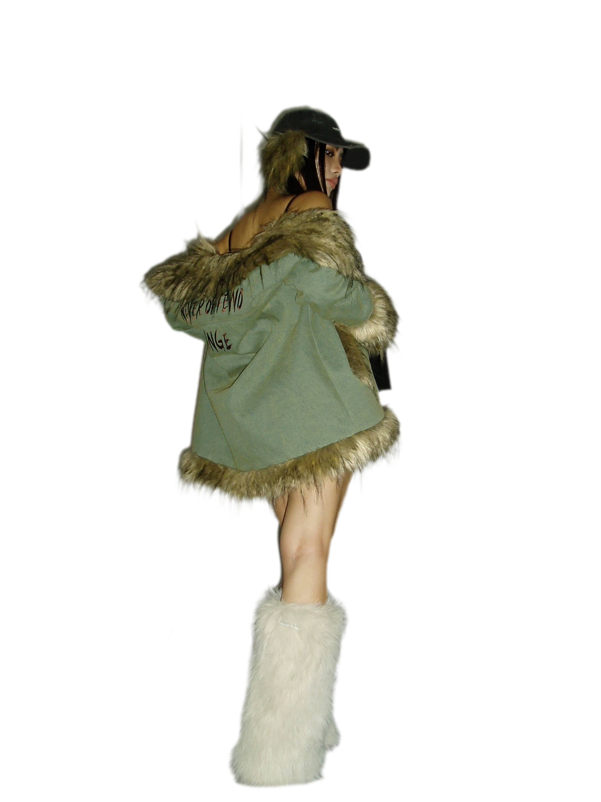 Distressed Faux Fur Cap