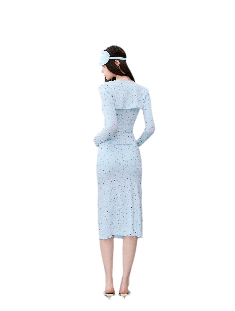 Light Blue Polka-Dot Three-Piece Set