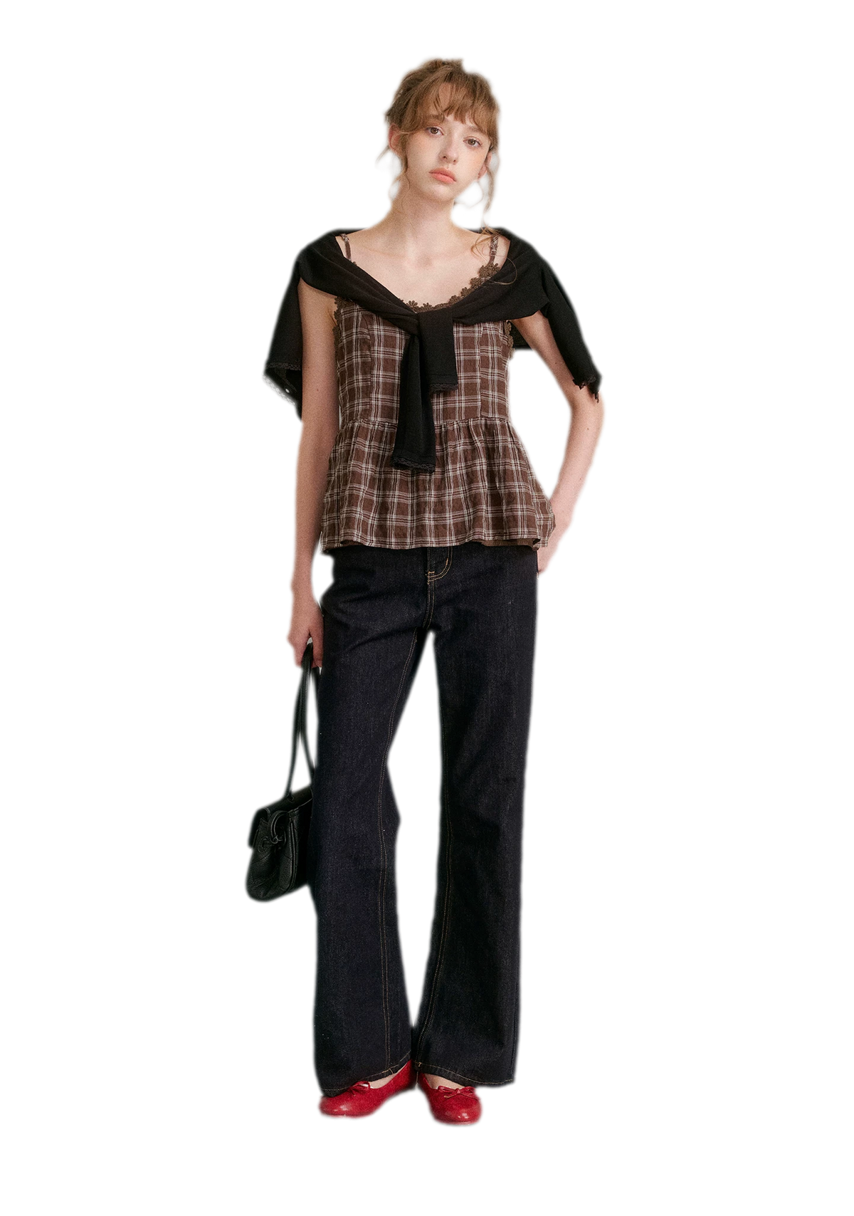 Textured Plaid Lace Top