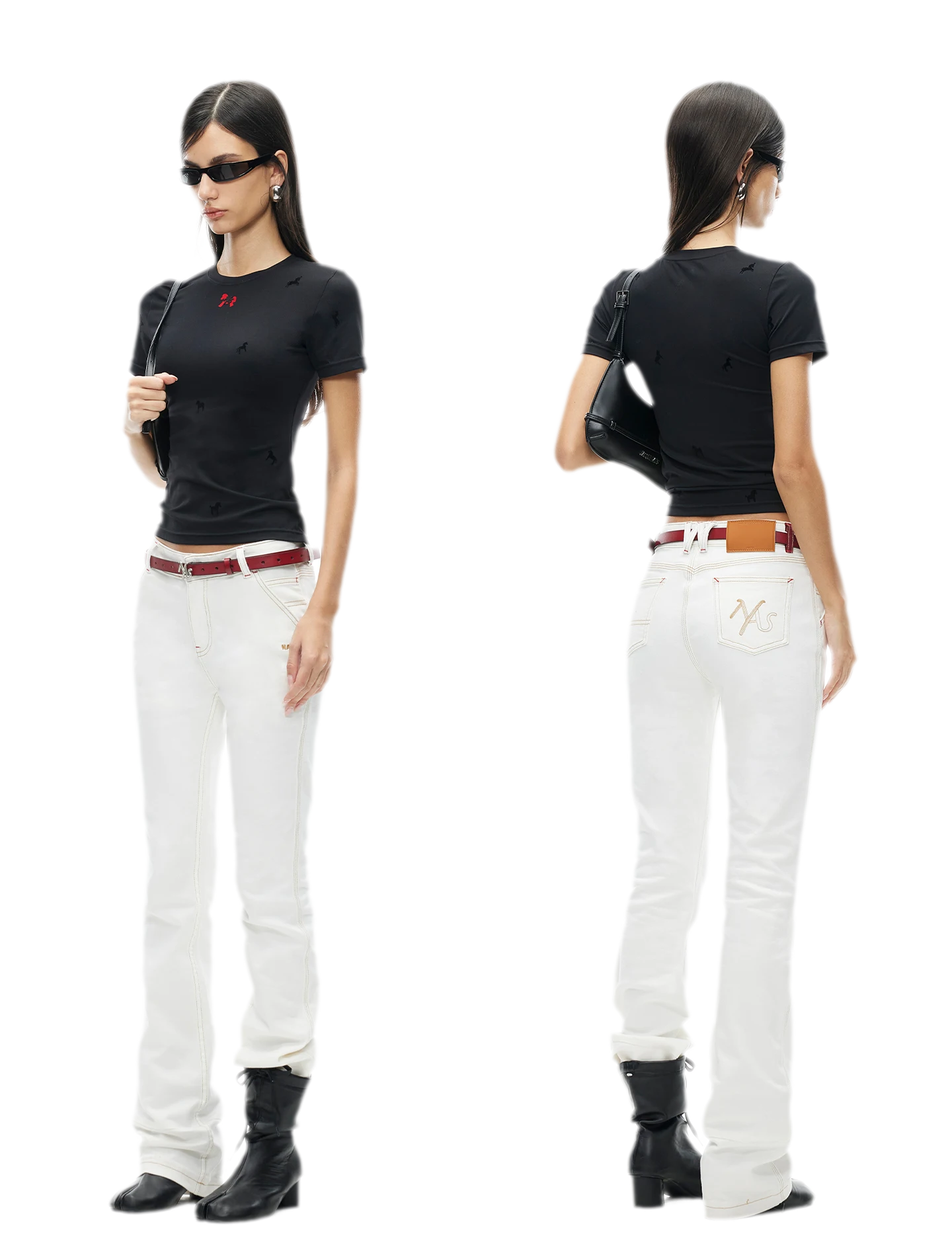 White Denim Jeans - Slim Fit Straight Leg