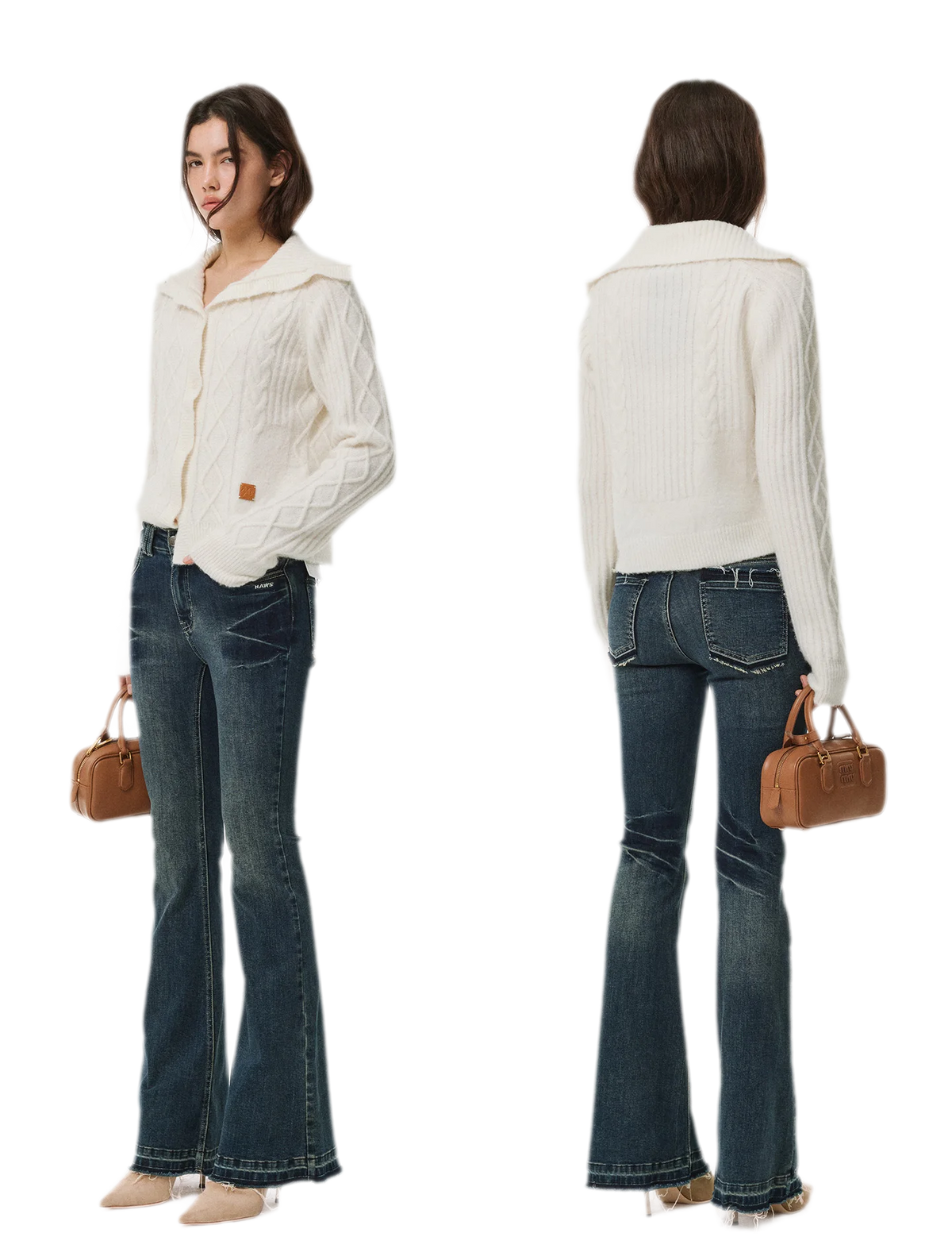 Taillierter Cardigan aus Zopfmusterstrick