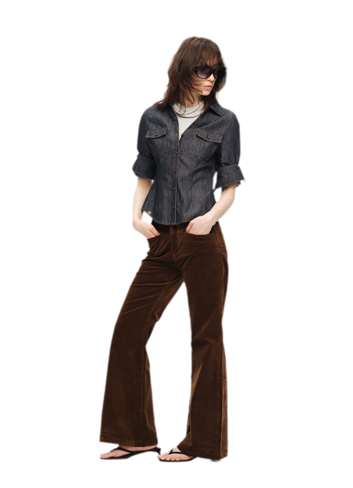 Contrast Stitch V-Neck Shirt