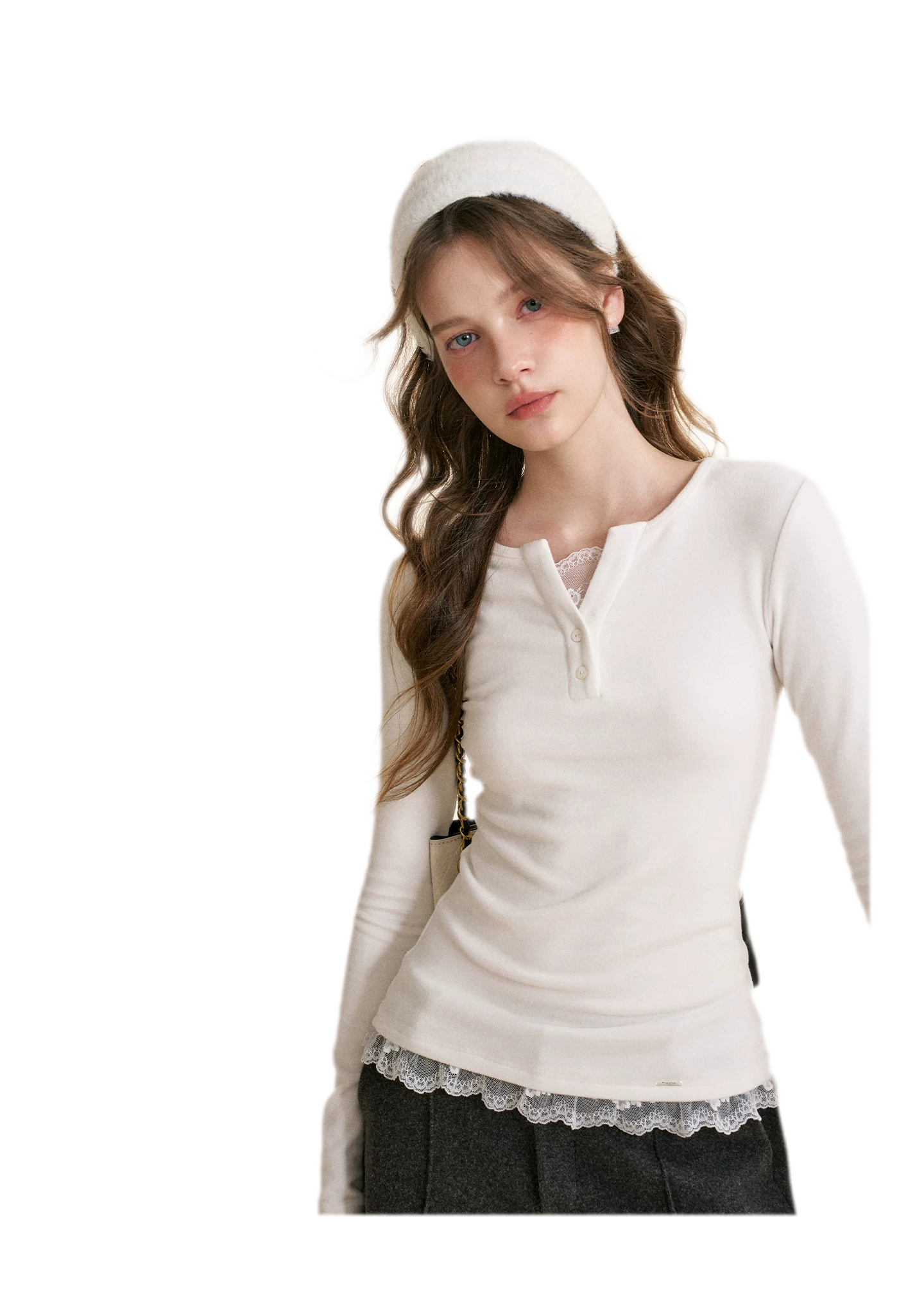Romantic Lace Trim Fitted Tee