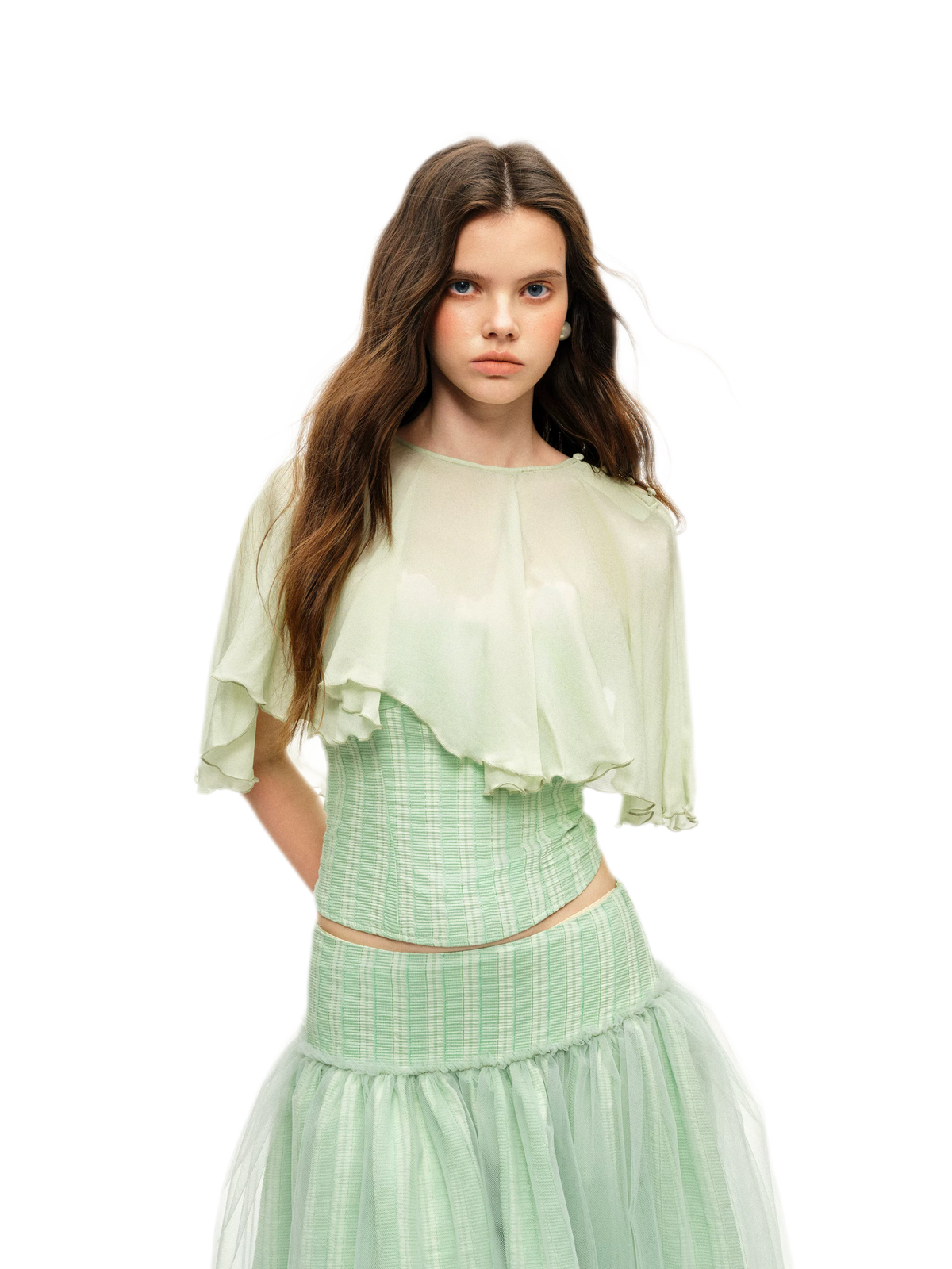 Striped Ruffle Bustier Set