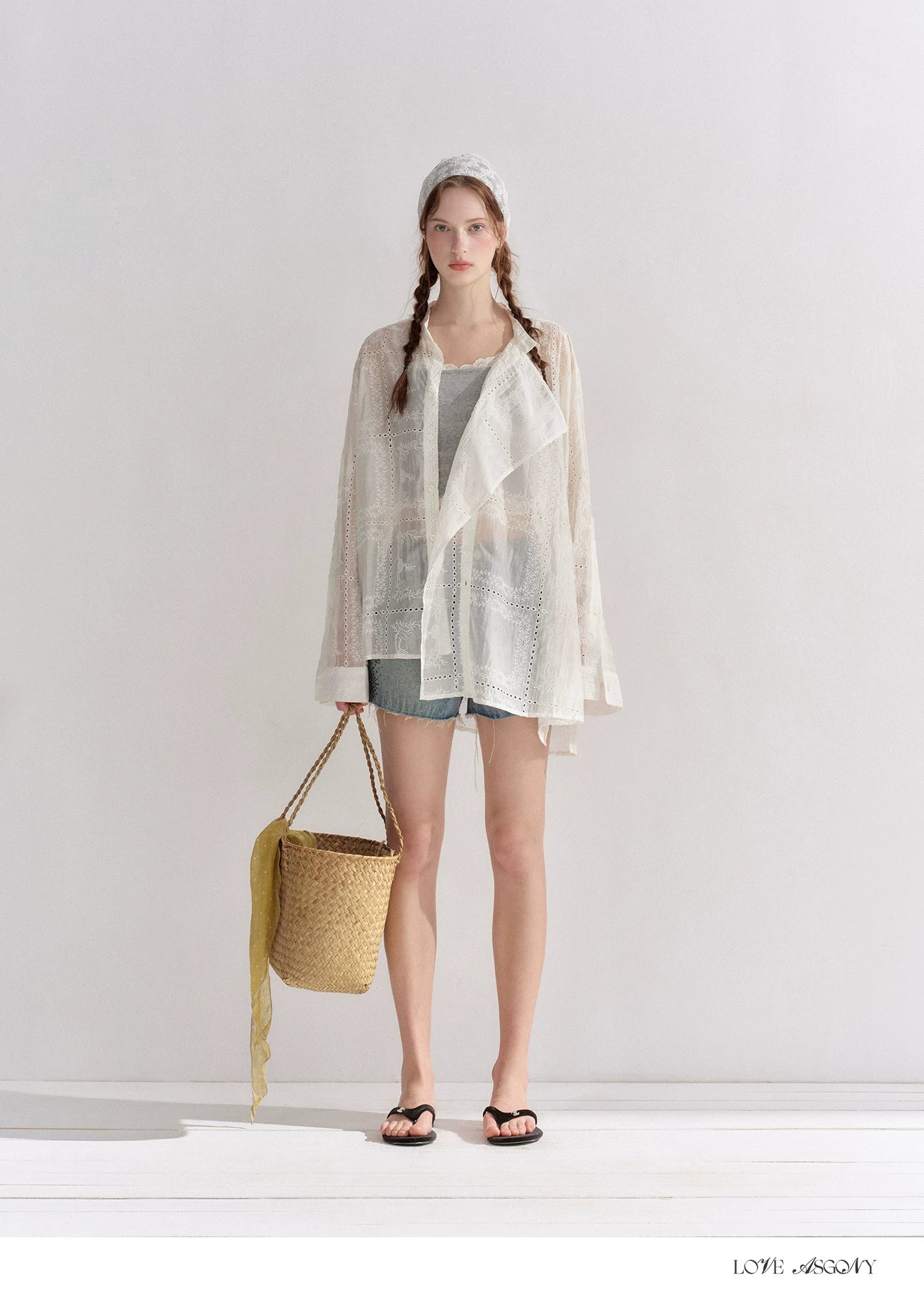 Hollow Embroidered Long Sleeve Sun Protection Shirt