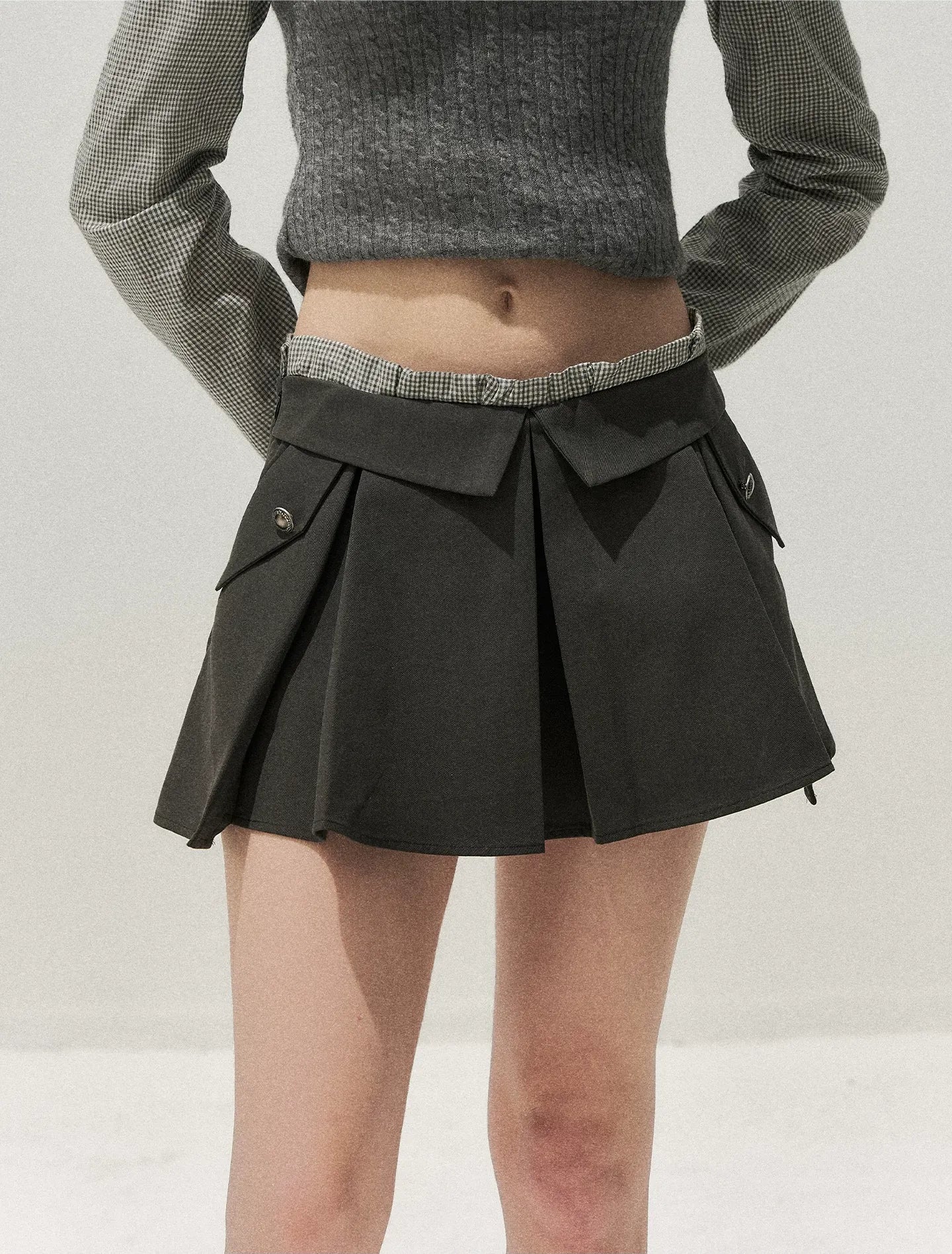 Lyocell Cotton Pleated Mini Skirt