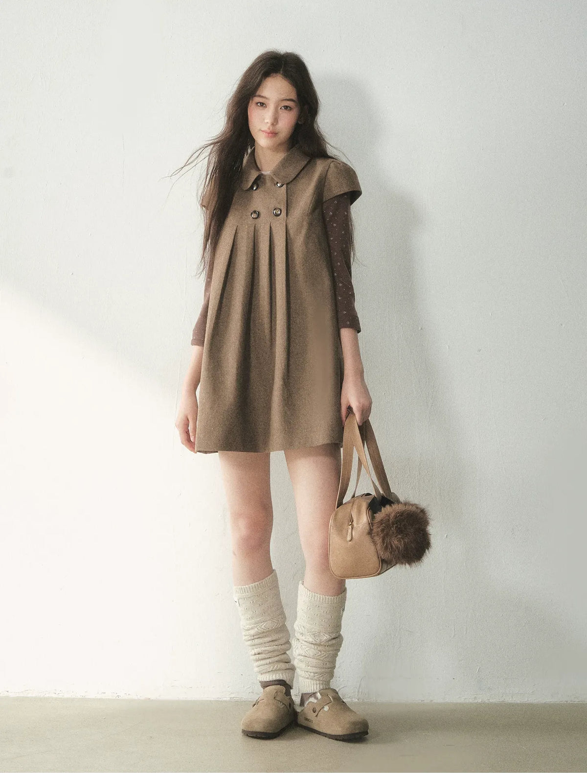 Vestido de lana con cuello Peter Pan