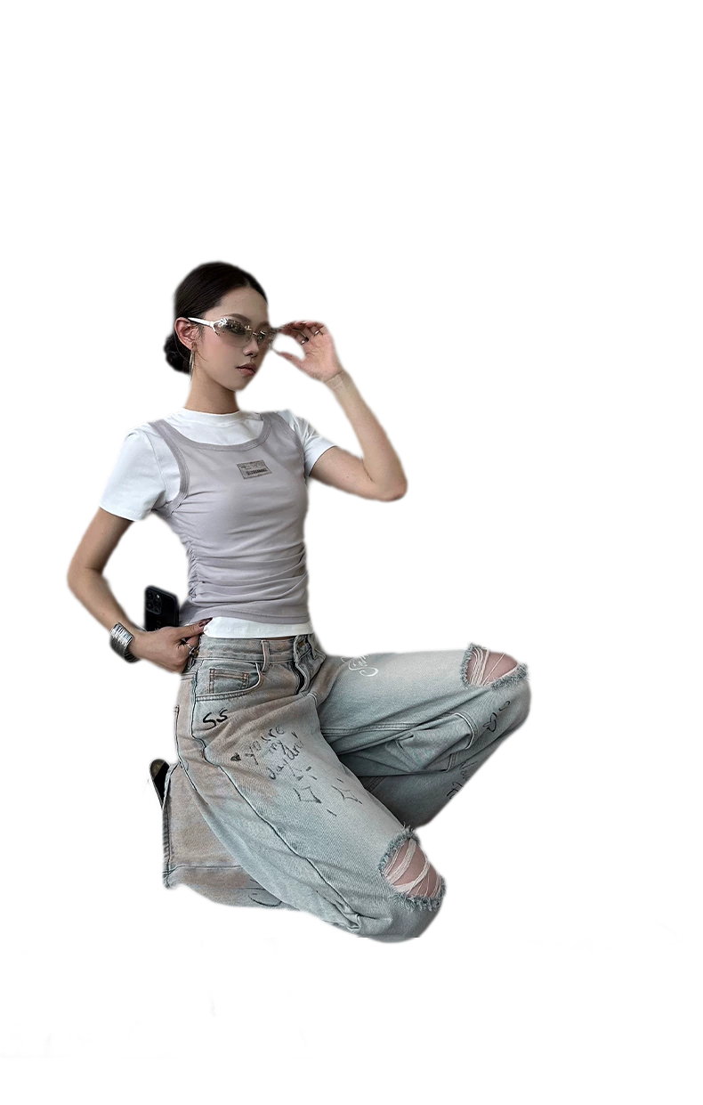 Layered Ruched Cropped T-Shirt