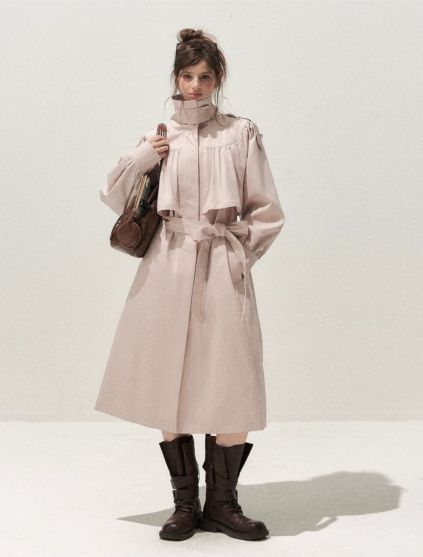 Gathered Cape Trench Coat