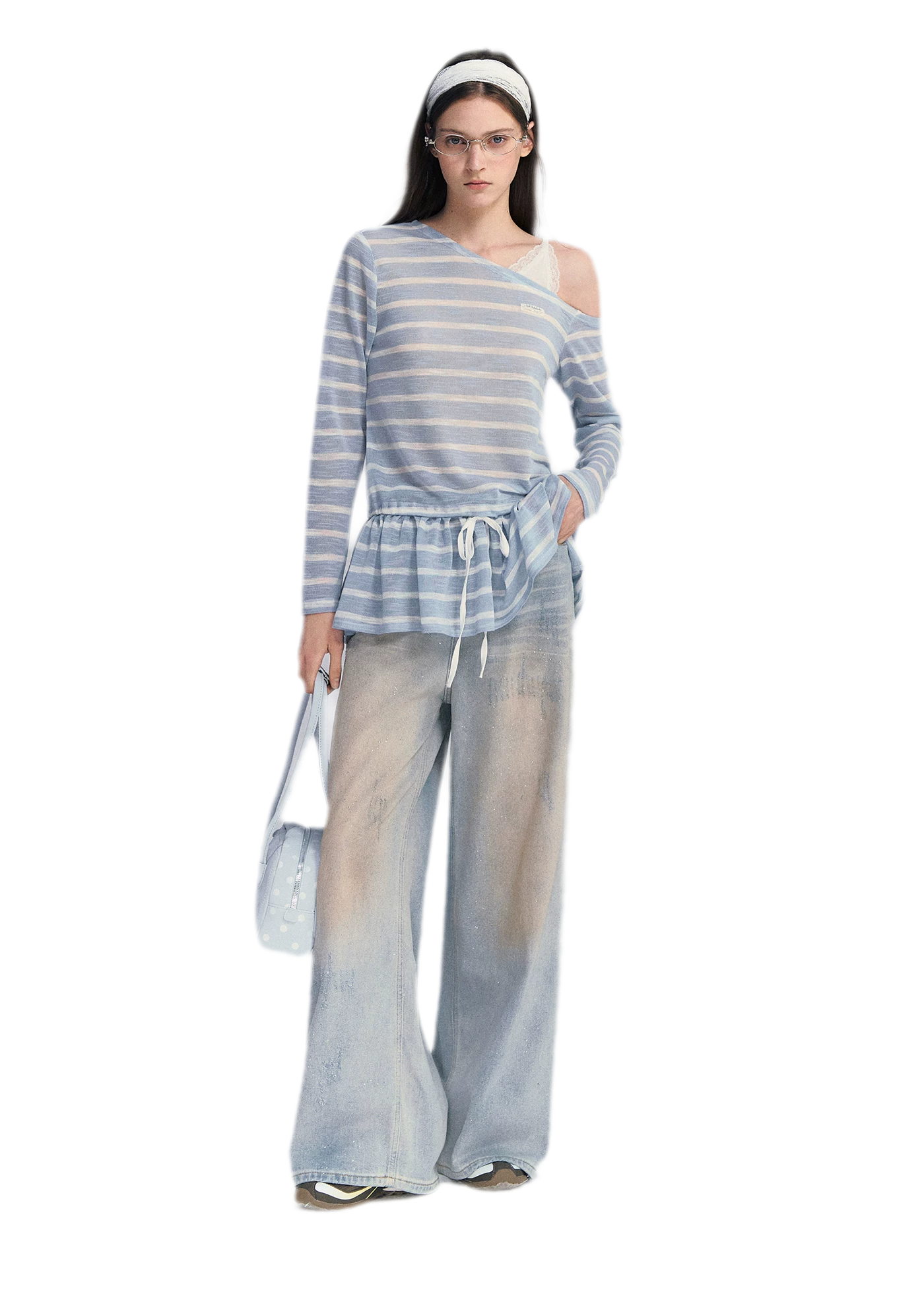 Sequin Wide-Leg Jeans