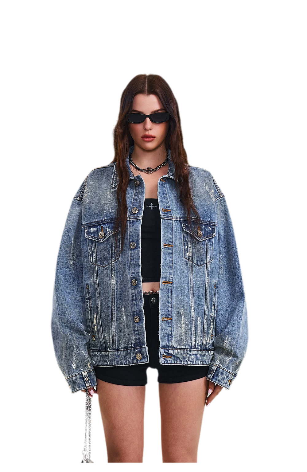 Cross Statue Denim Jacket