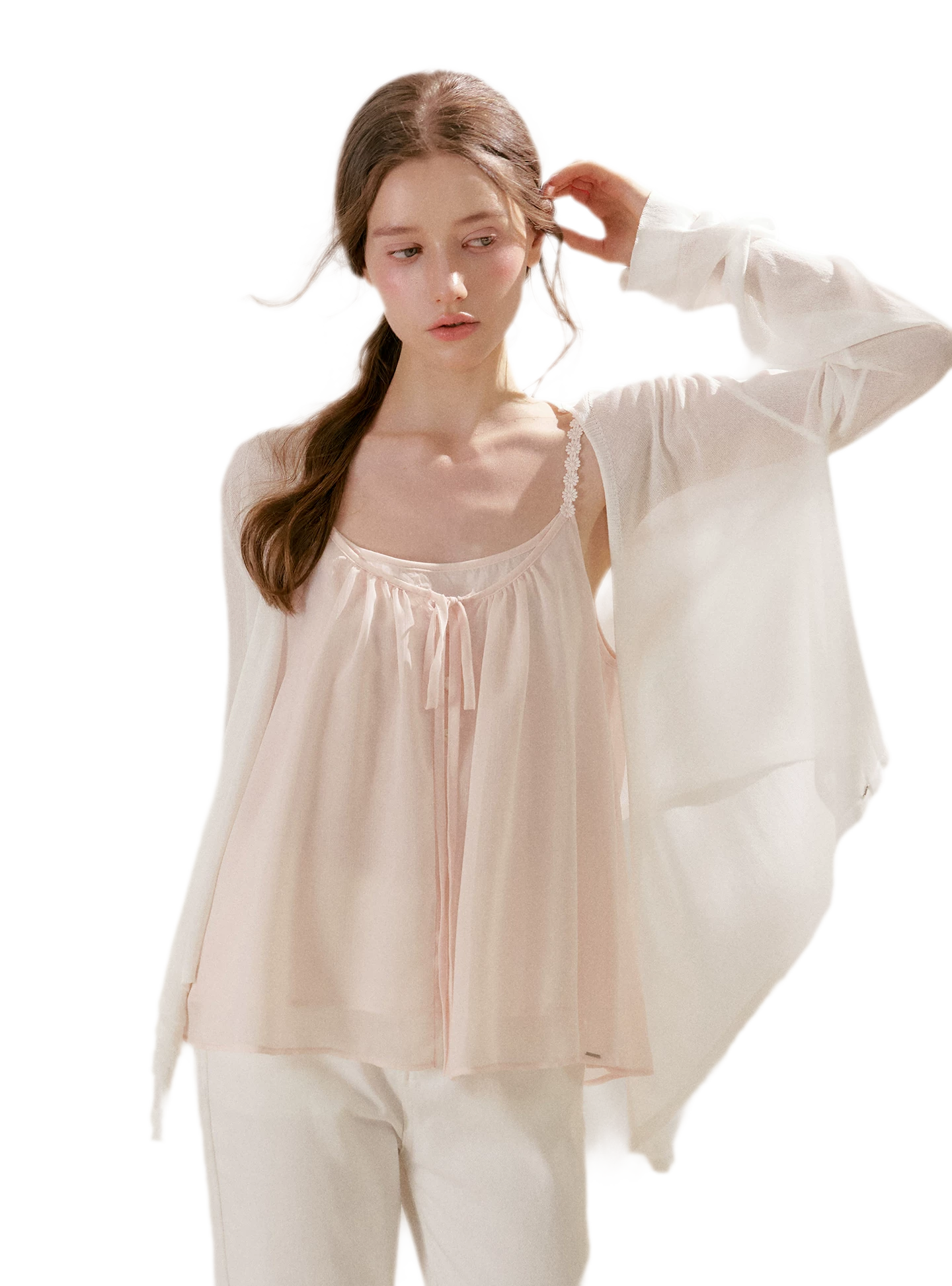 French Holiday Chiffon Top