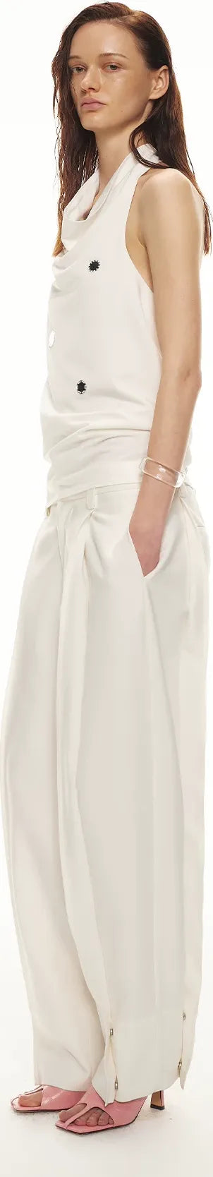 Minimalist Draped Neck Hand-Sewn Lens Halter Top