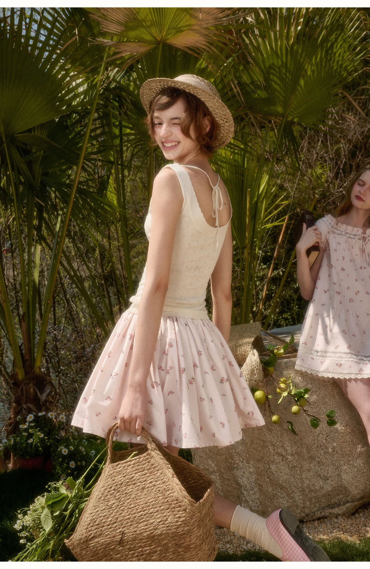 Babydoll Floral Babypink Short Skirt