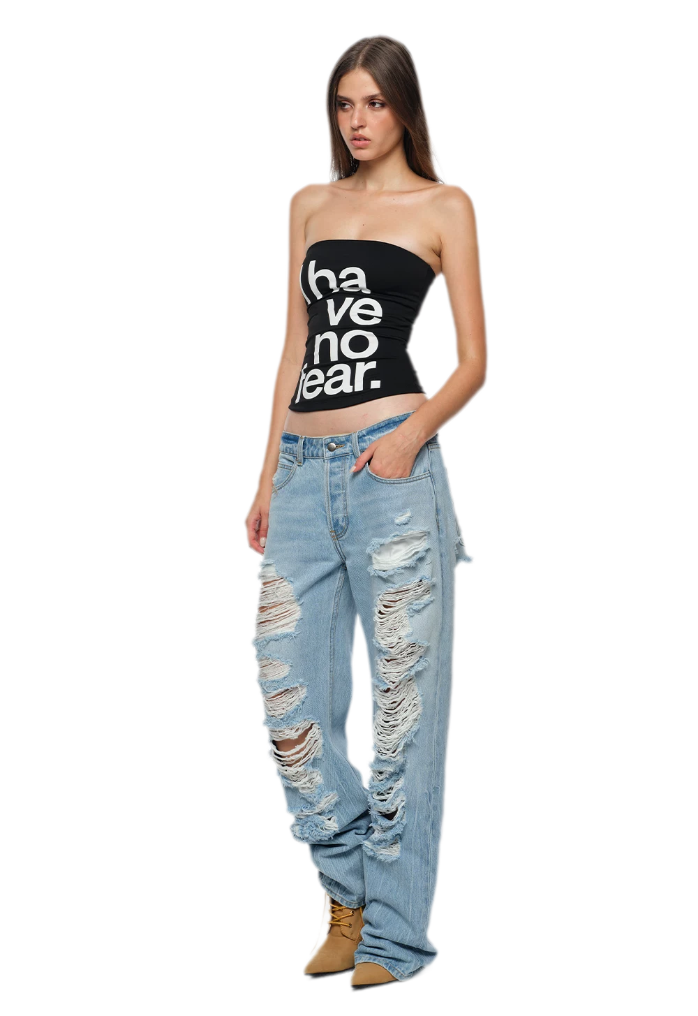 Frayed Straight-Leg Jeans