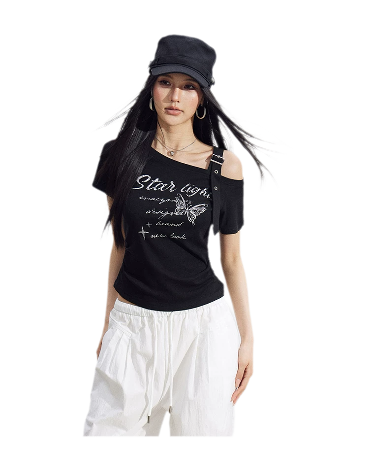 One-Shoulder Butterfly Tee