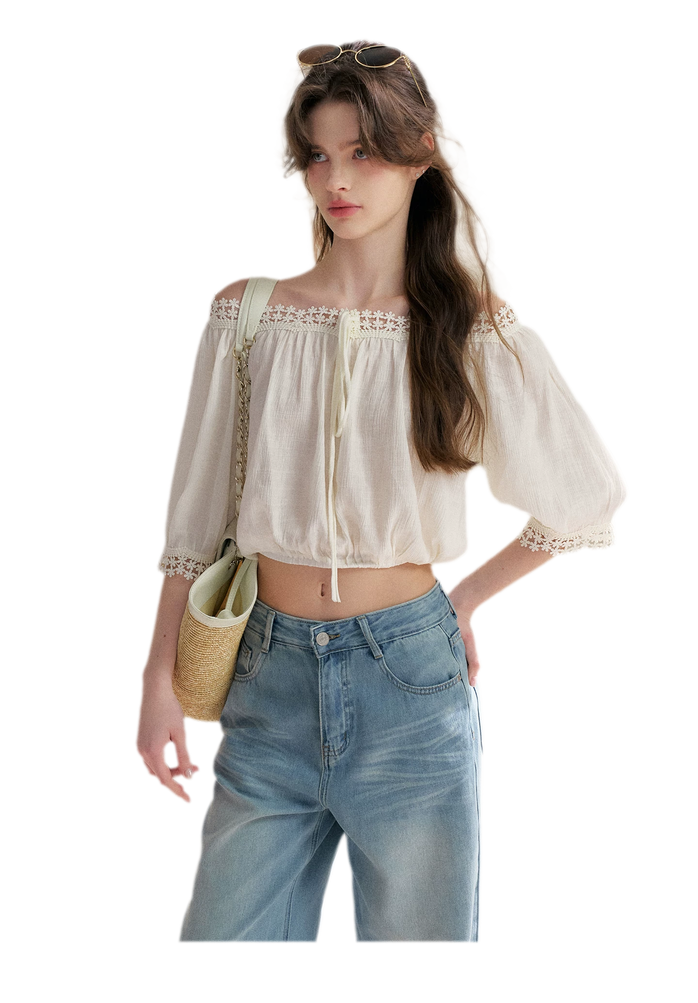 Asymmetrical Lace Off-Shoulder Top & Skirt Set
