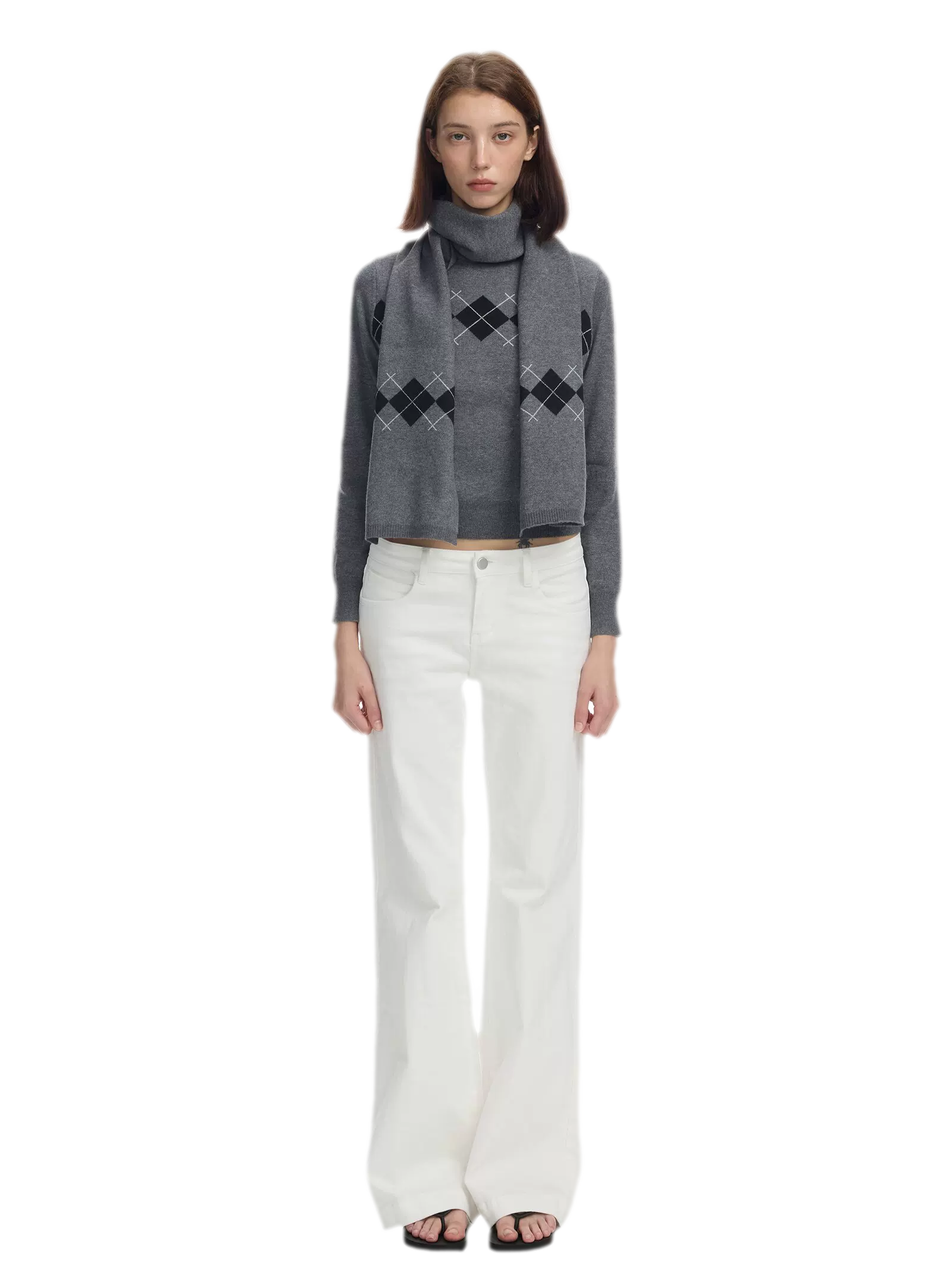 Argyle Waist-Shaped Sweater Set