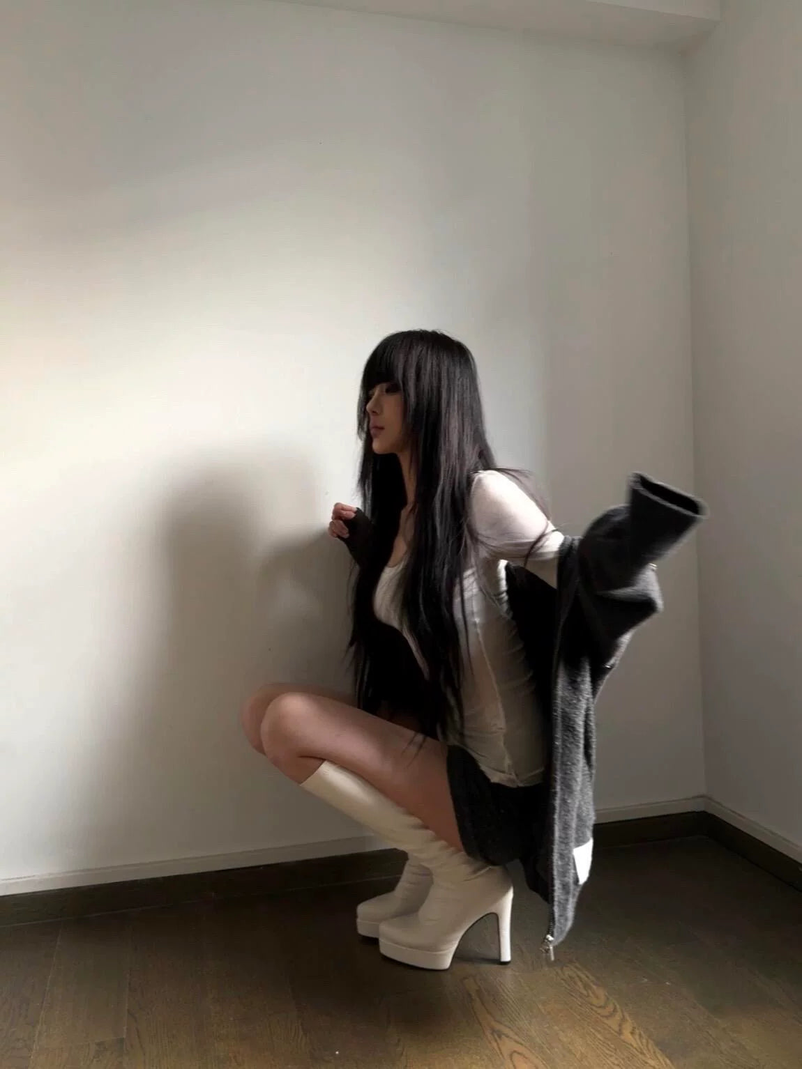 Pointed-Toe Stretch Tall Boots