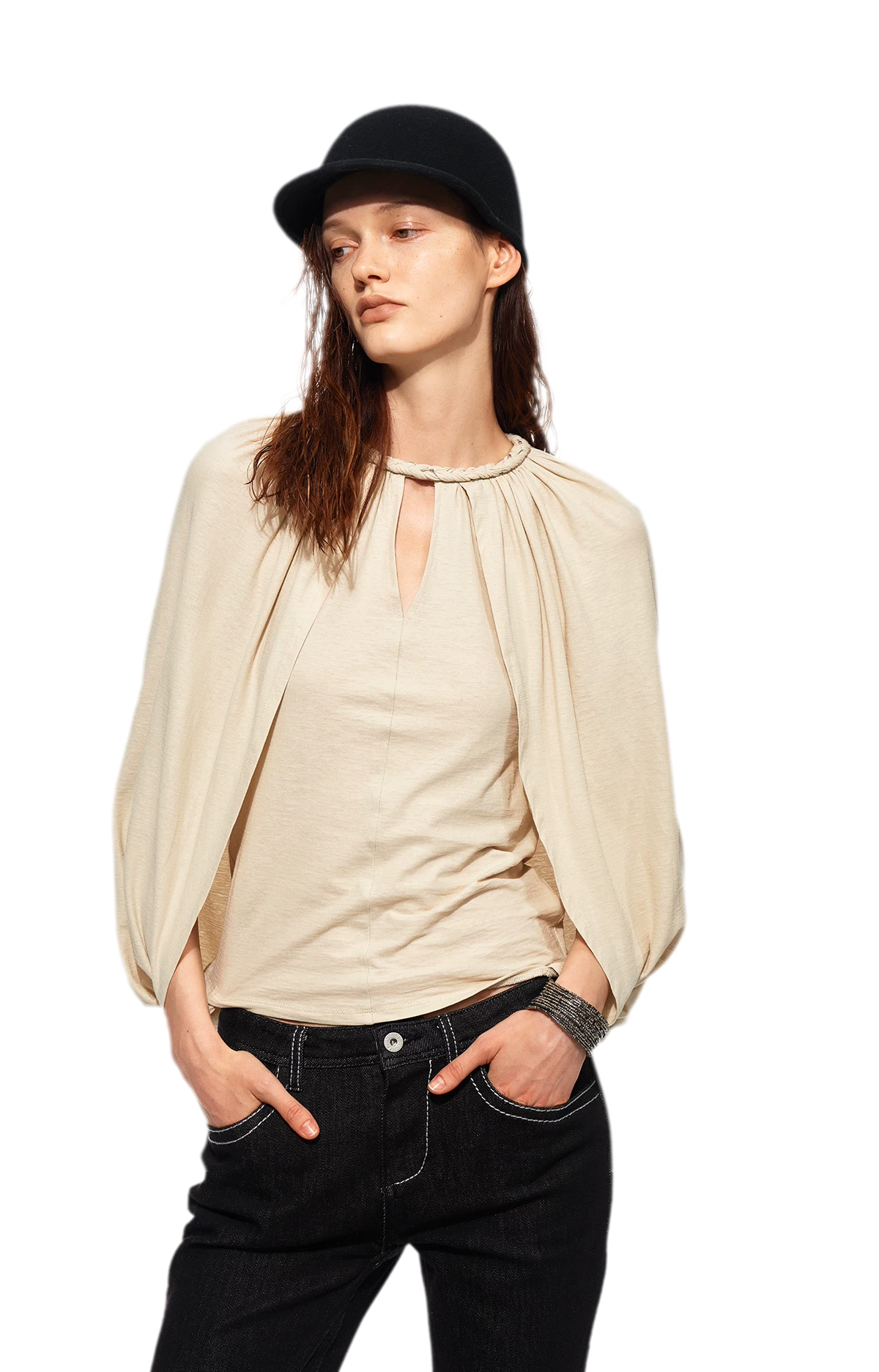 Cotton Cape Sleeve Top