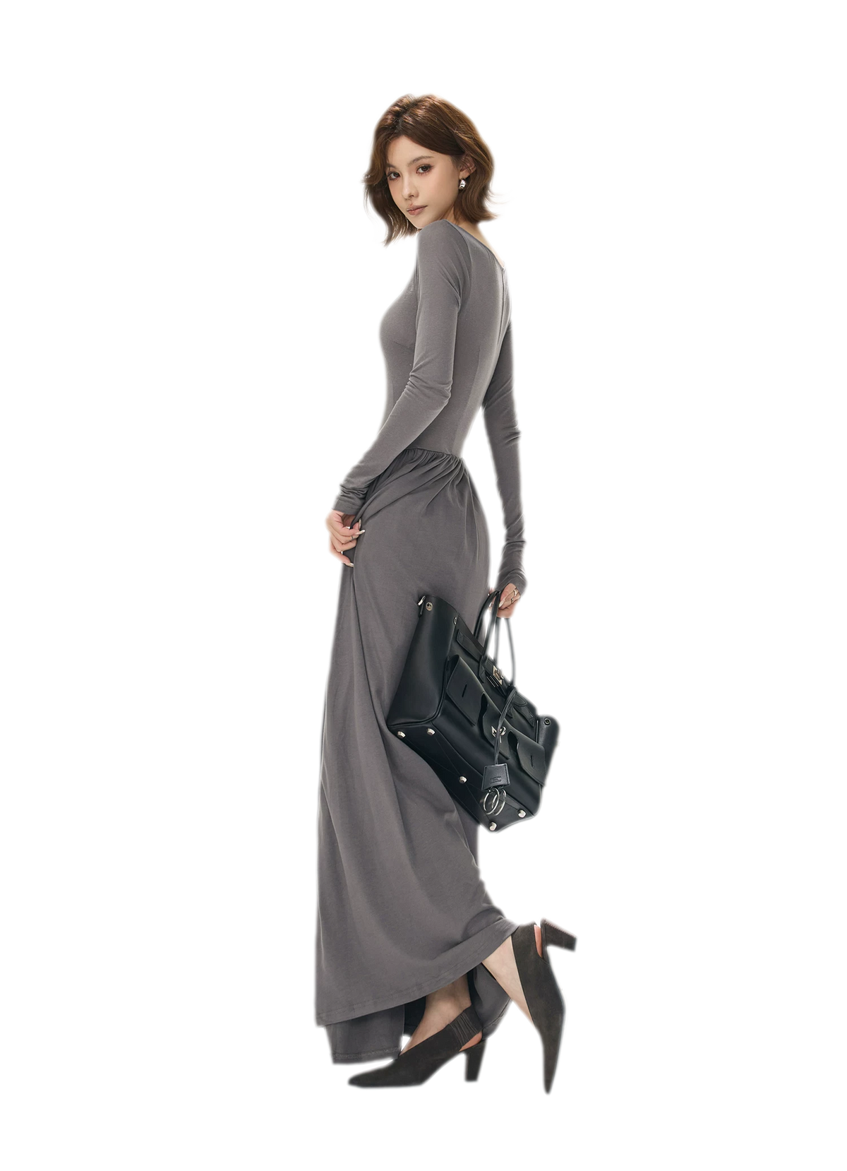Vintage Square-Neck Paneled Maxi Dress