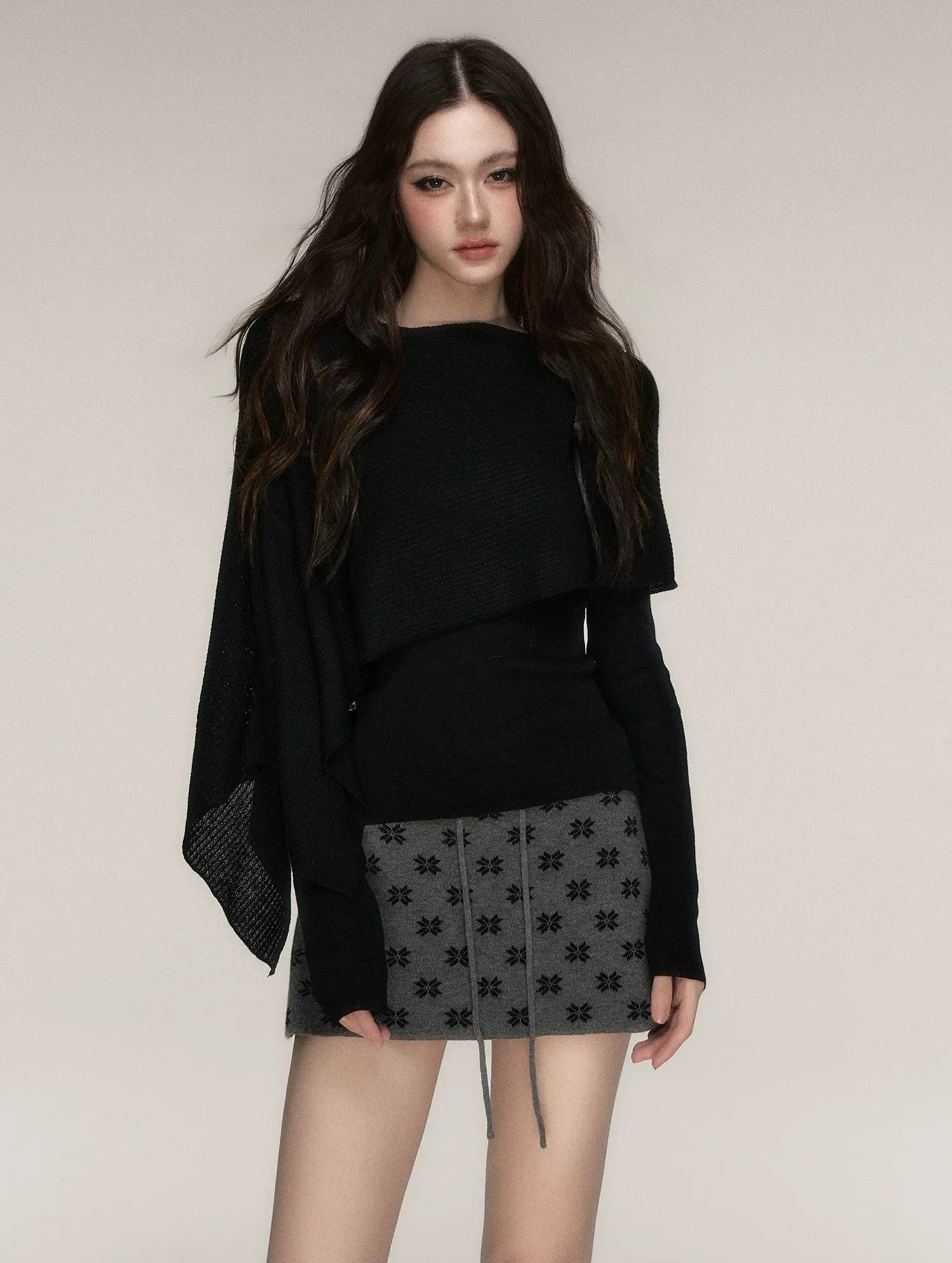 Stretch Shawl Cape Sweater