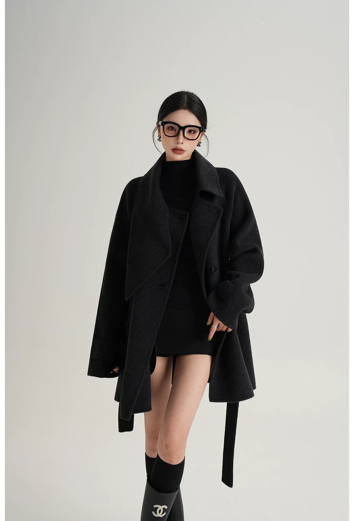Handstitched Shawl Collar Wool Coat