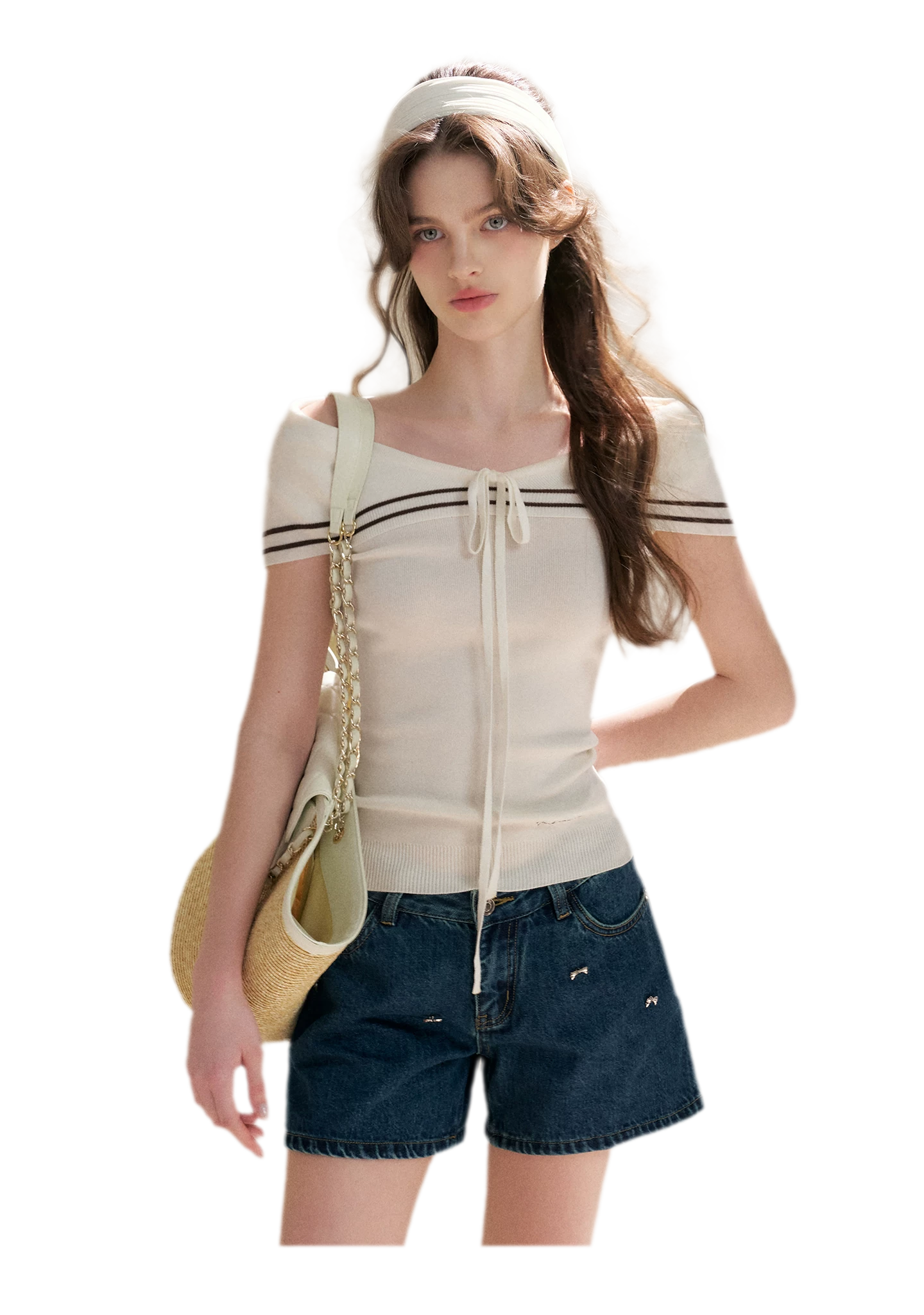 V-Neck Tie Knit Top