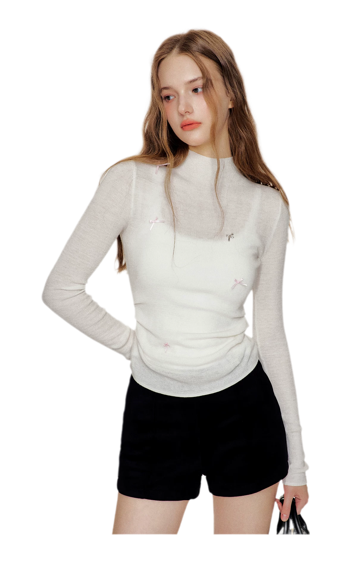 Fine Wool Ruched Bow Top