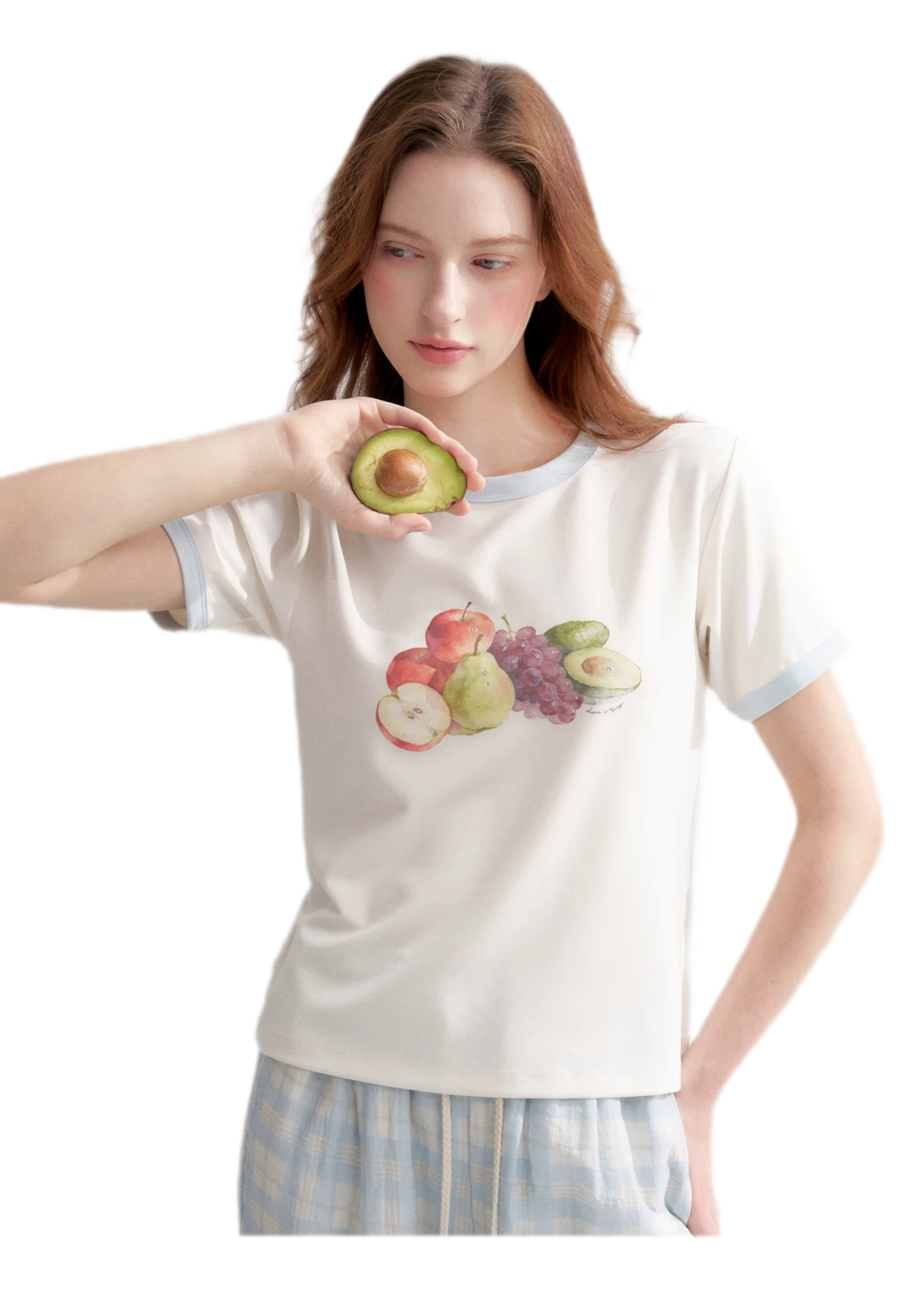 Rhinestone Fruit Print Tee
