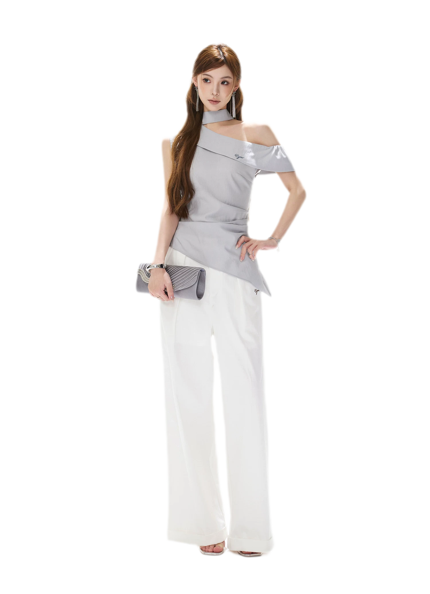 Asymmetrical Halter Blouse