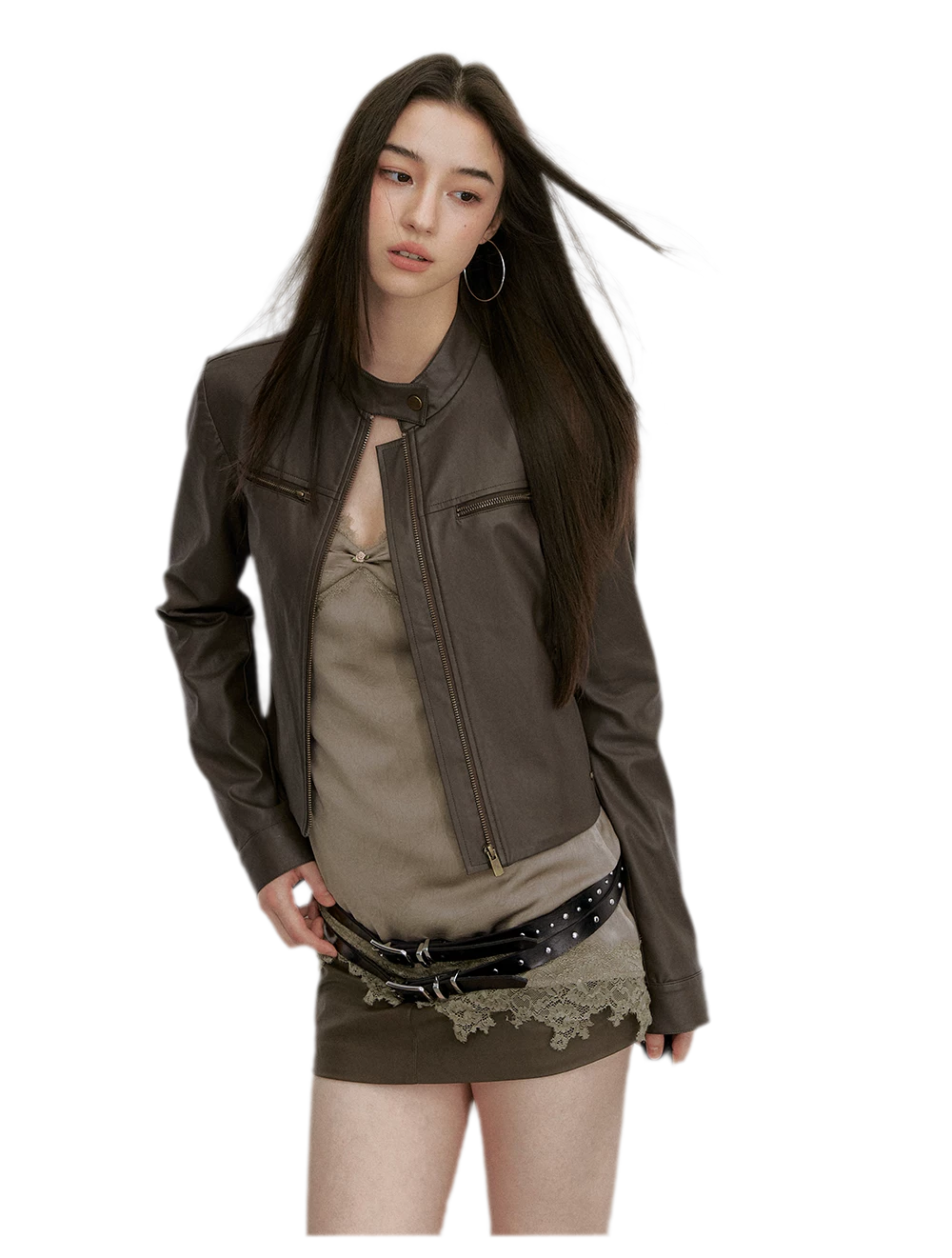 PU Leather Cropped Jacket