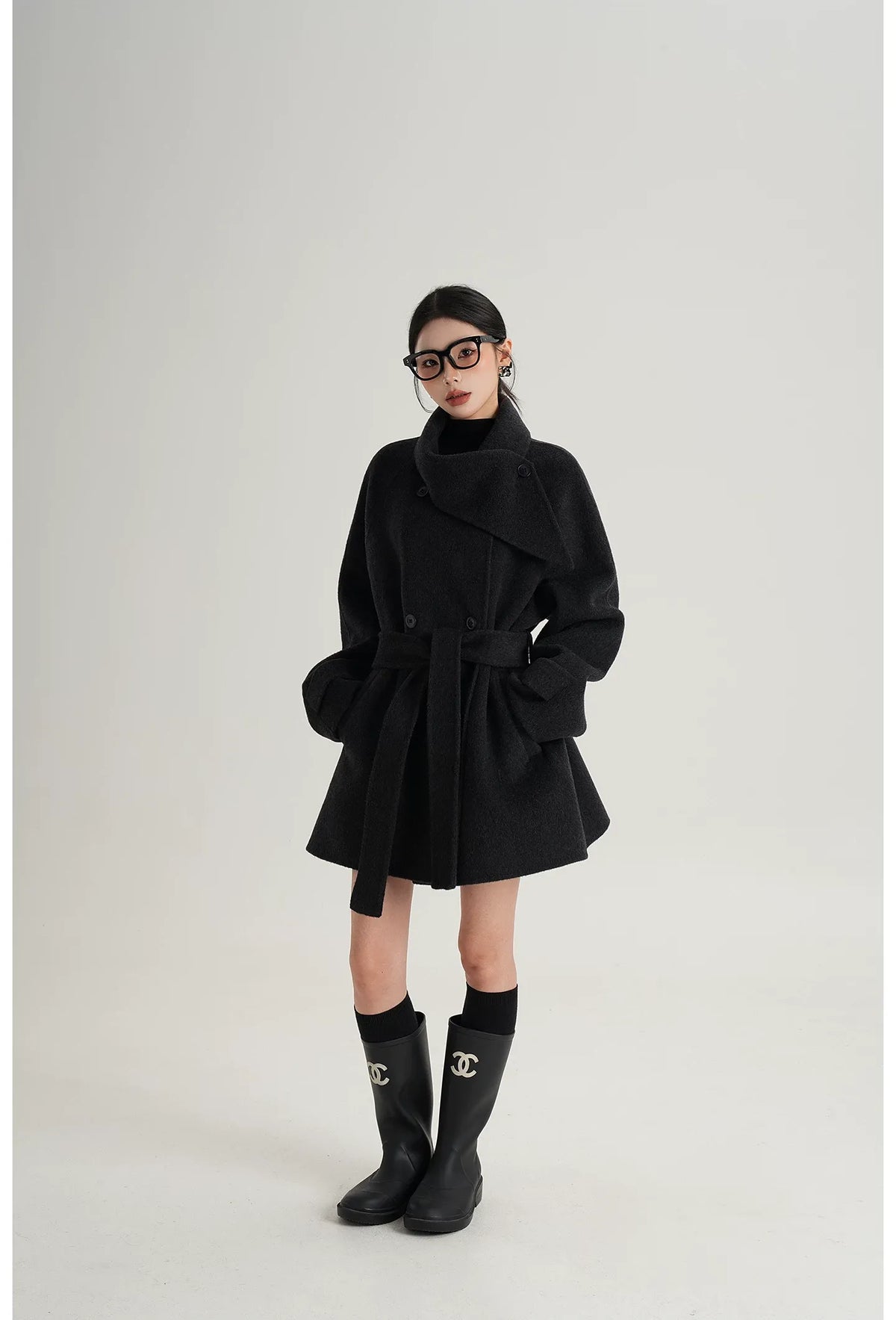 Hand-Stitched Belted Wool Coat