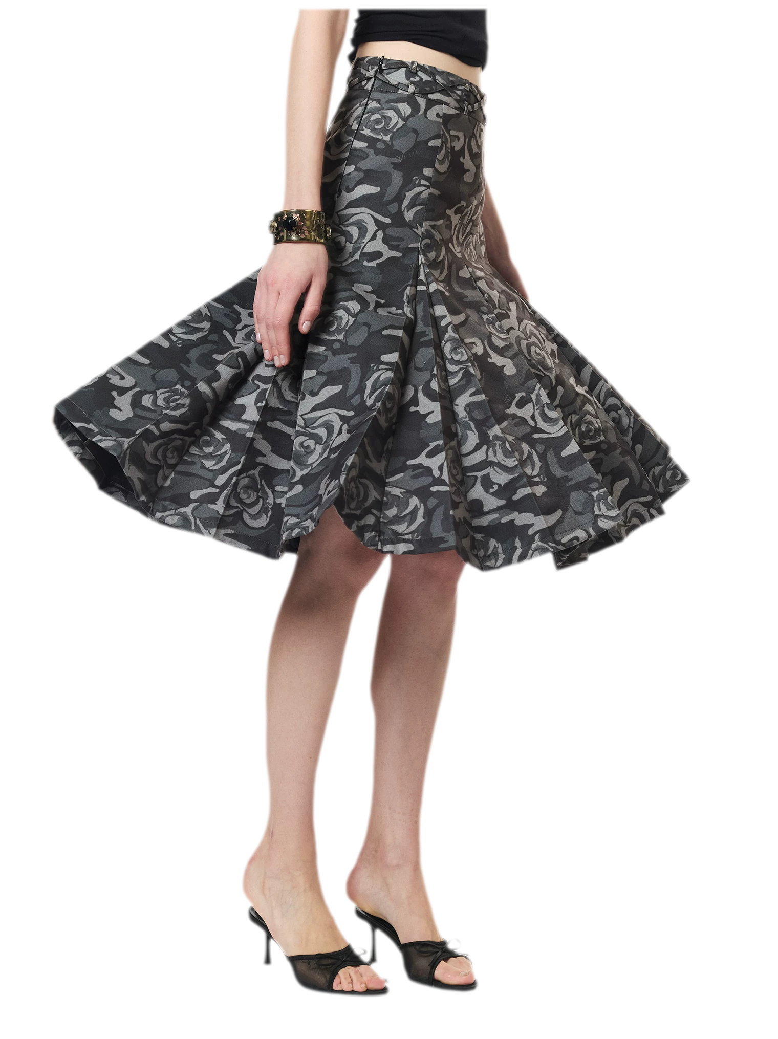 Low Waist Pleated A-Line Skirt