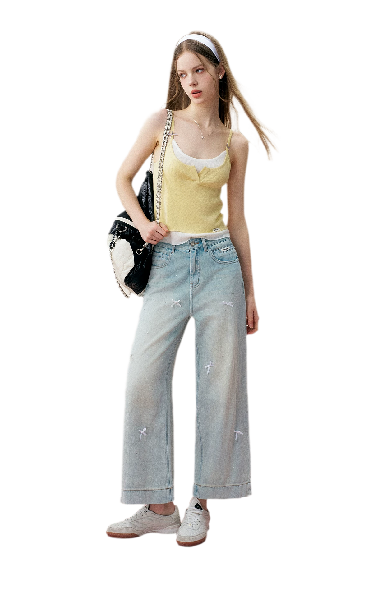 Cream Bow Knit Tank