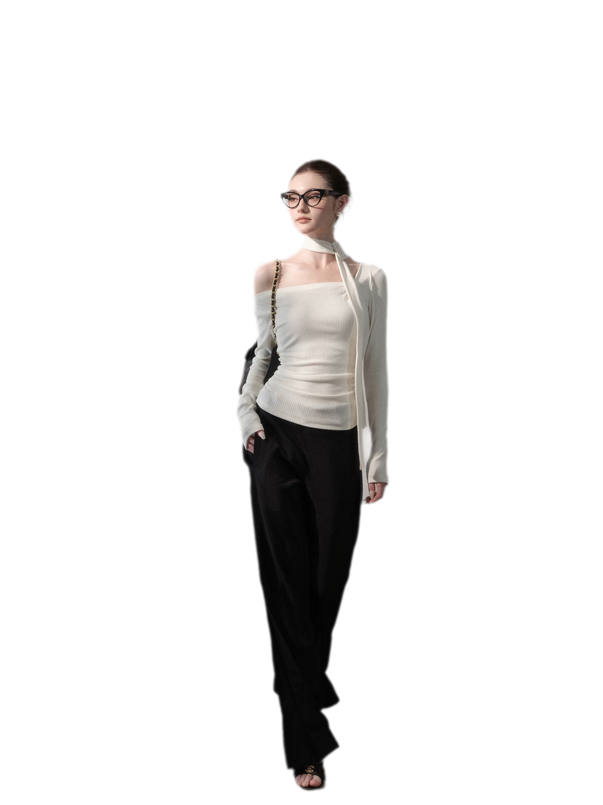 Ribbon Asymmetric Knit Top